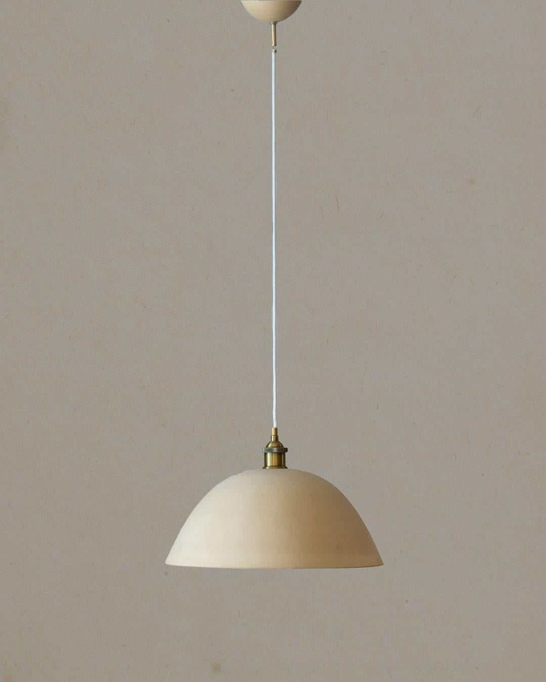 Modern Contemporary Bowl Ceramic Pendant Lamp, Porcelain Beige For Sale