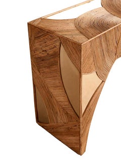 Console contemporanea in ottone e bambù, Italia