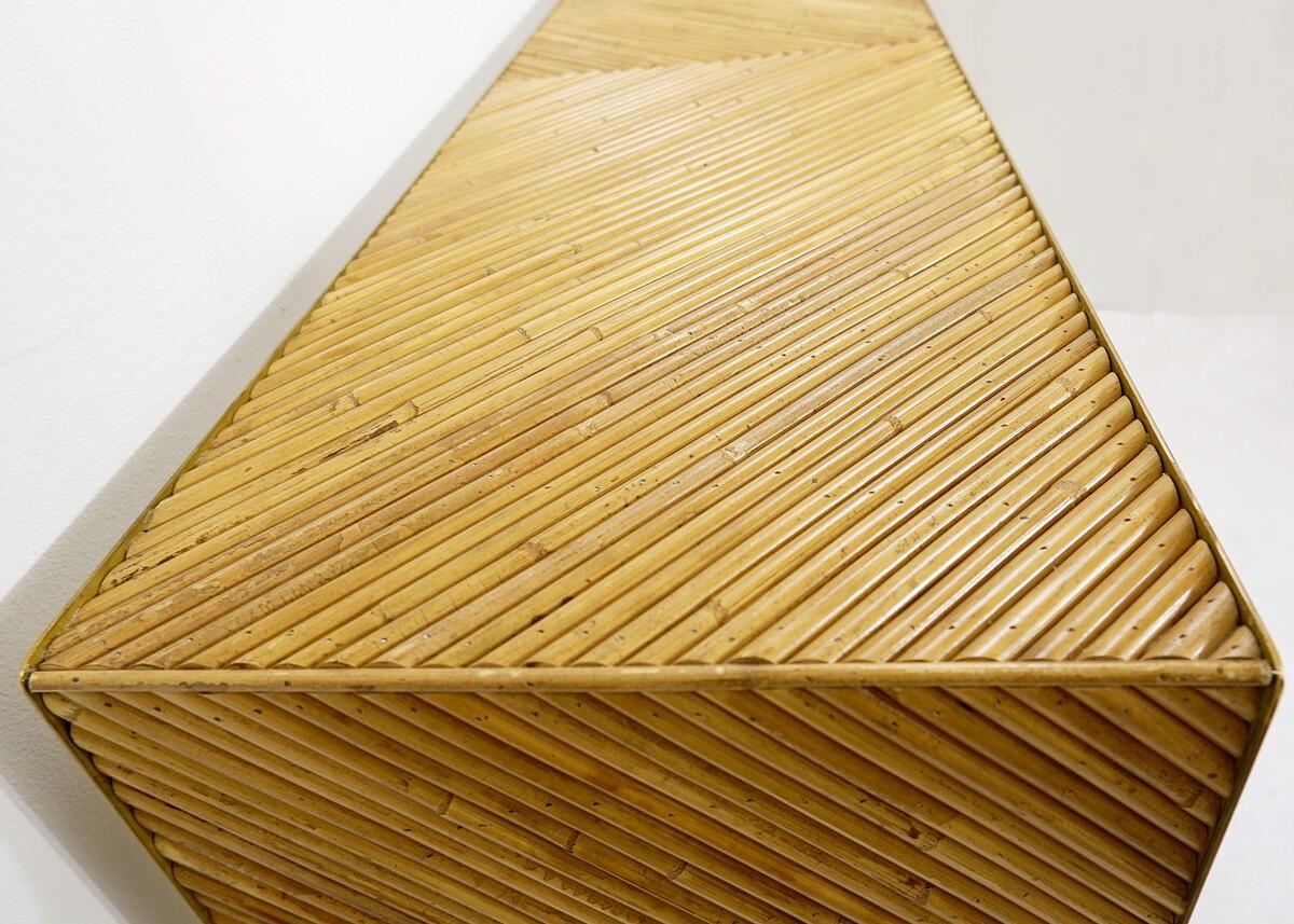 Modern Contemporary Brass and Bamboo Console, Italy For Sale