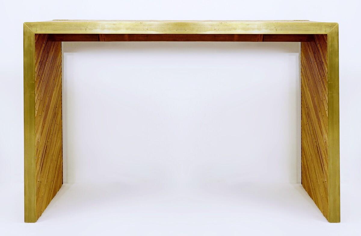 Contemporary Brass and Bamboo Console, Italy In Good Condition For Sale In Brussels, BE
