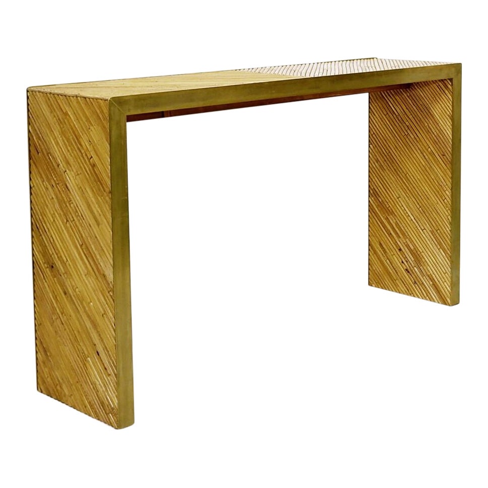 Consola contemporánea de latón y bambú, Italia