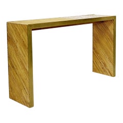 Console contemporaine en laiton et bambou, Italie