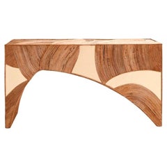 Contemporary Brass and Bamboo Console, Italy