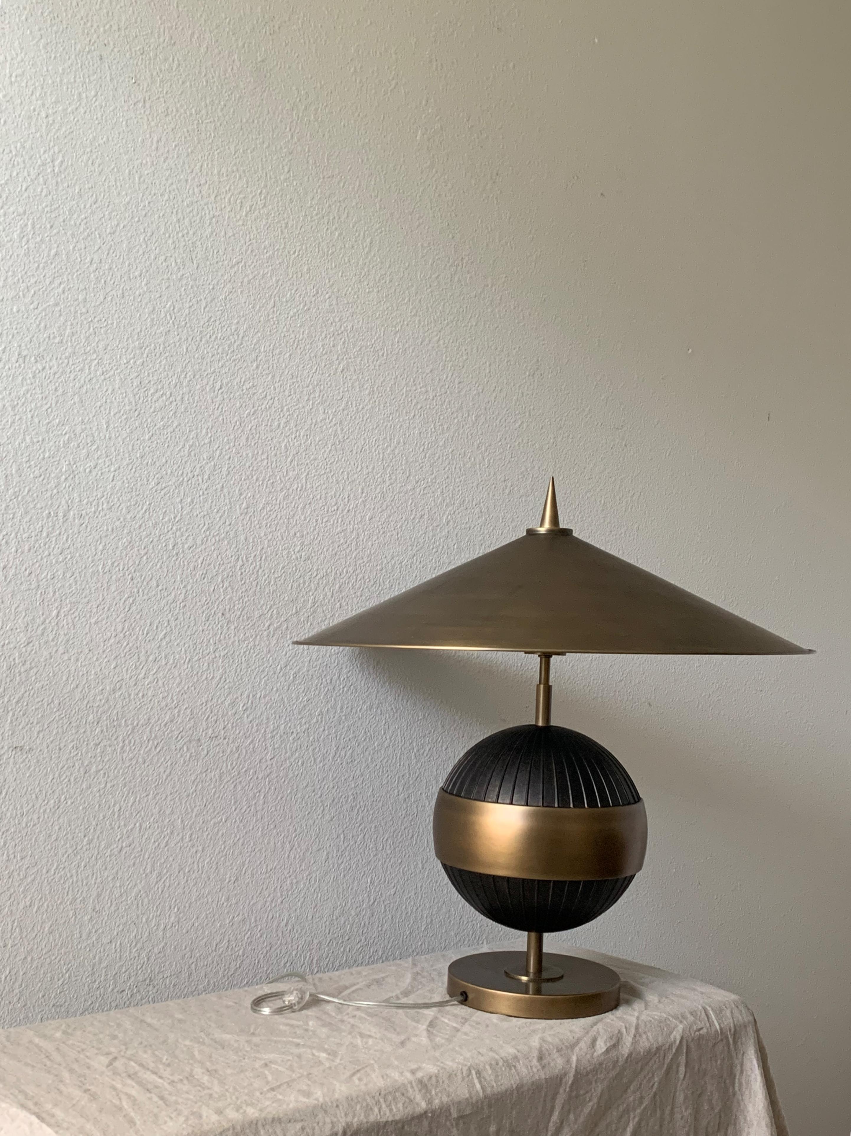 Modern Contemporary Brass and Black Table Lamp