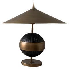 Contemporary Brass and Black Table Lamp