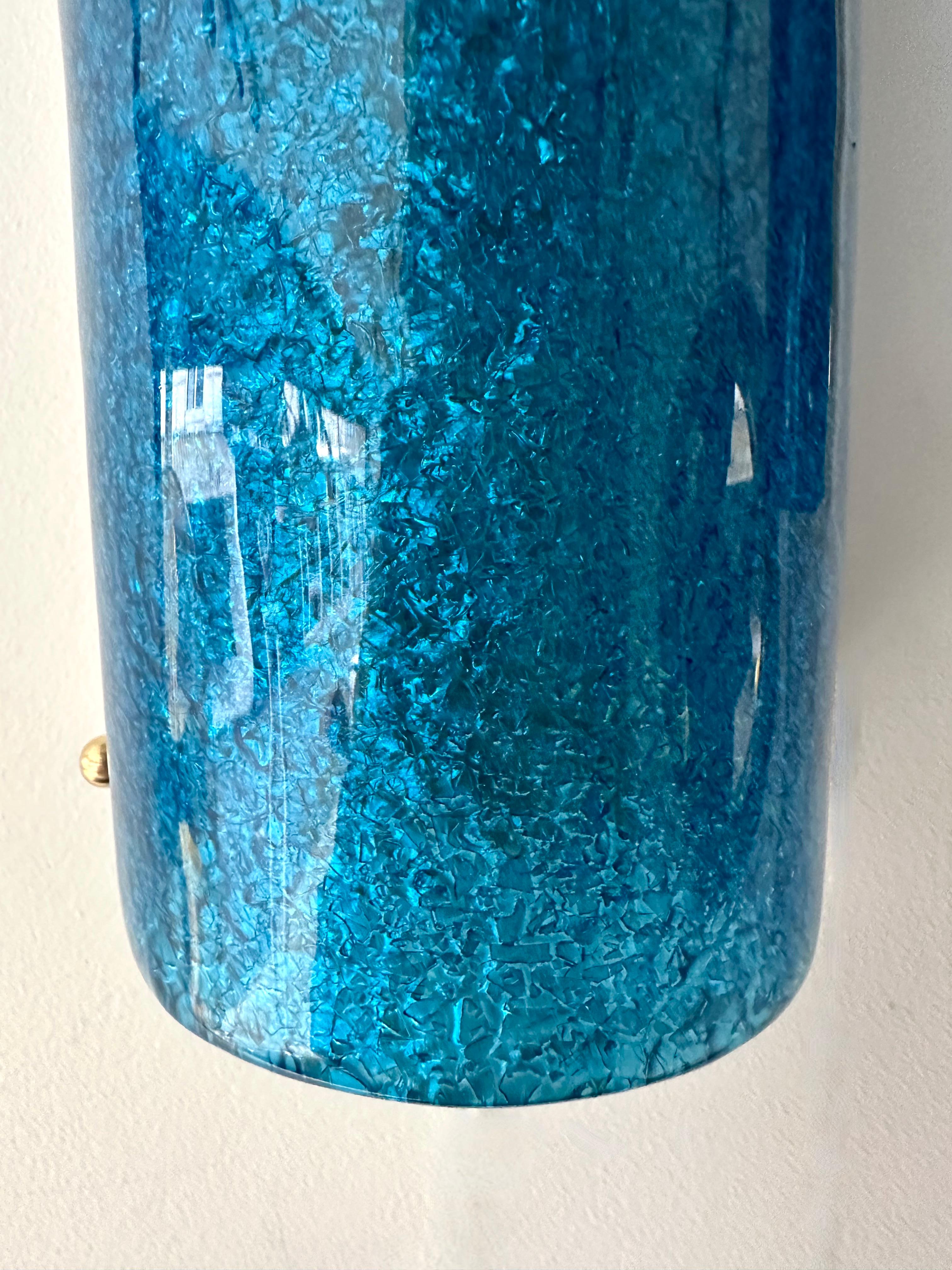 Appliques contemporaines en laiton et verre de Murano bleu, Italie en vente 6