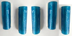 Contemporary Brass and Blue Murano Glass Sconces, Italy
