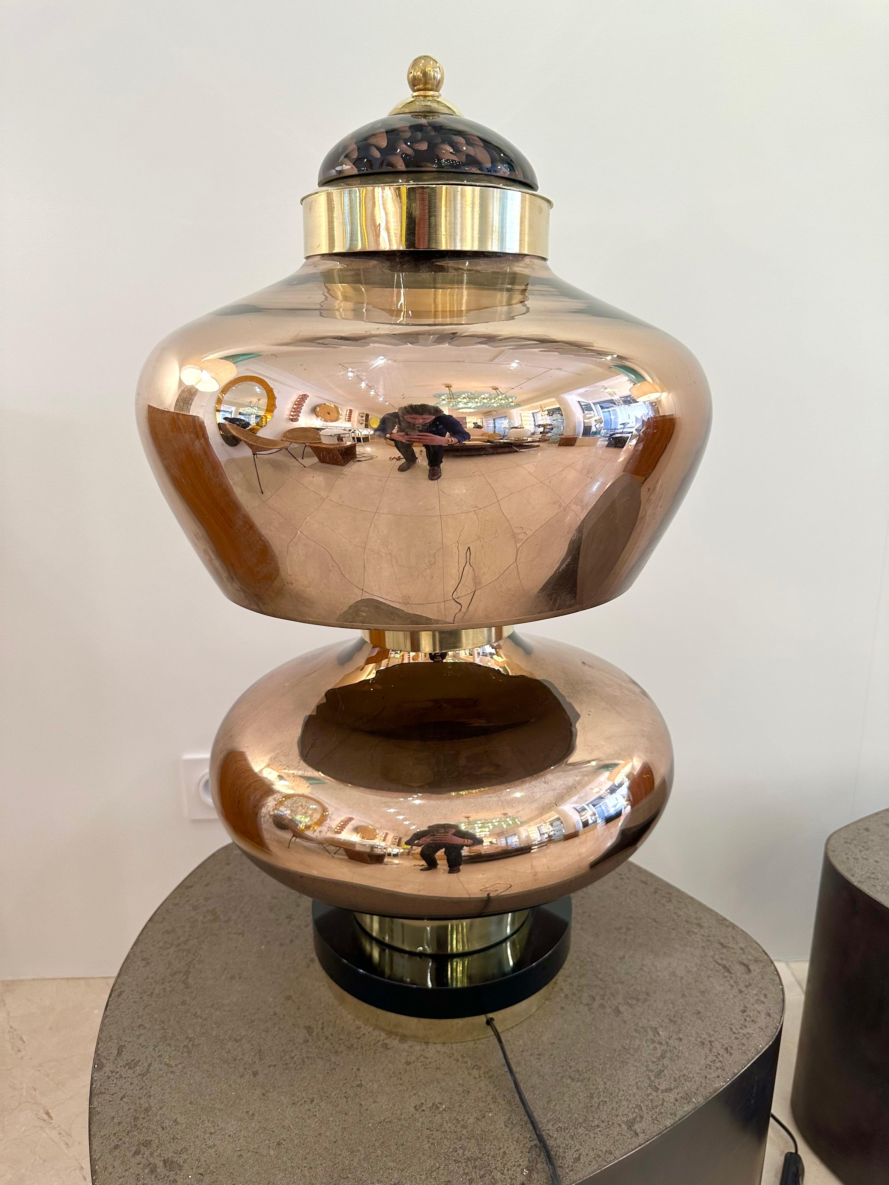 Zeitgenössische Lampe aus Messing und Gold-Muranoglas, Italien im Angebot 6