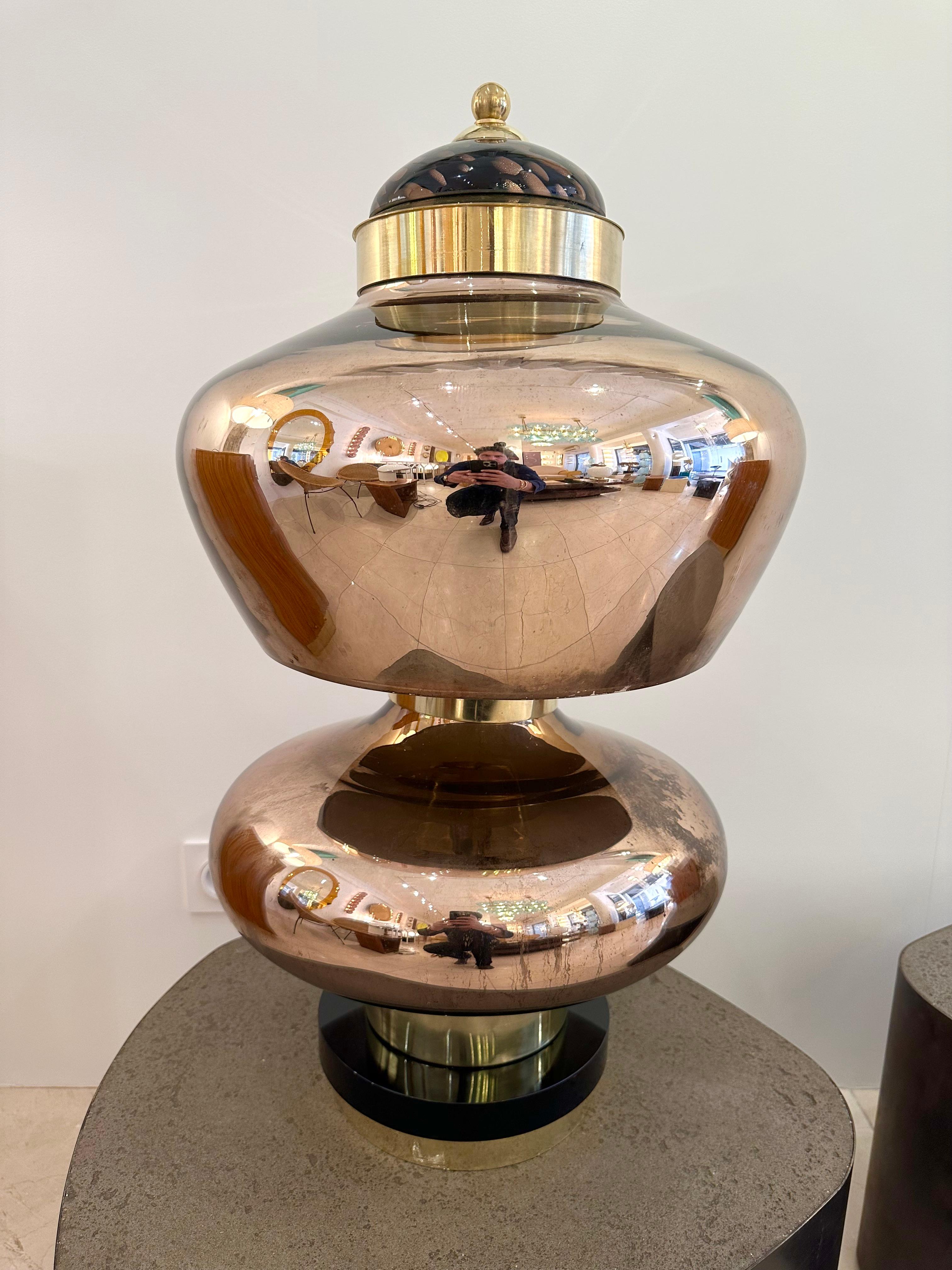 Zeitgenössische Lampe aus Messing und Gold-Muranoglas, Italien im Angebot 2