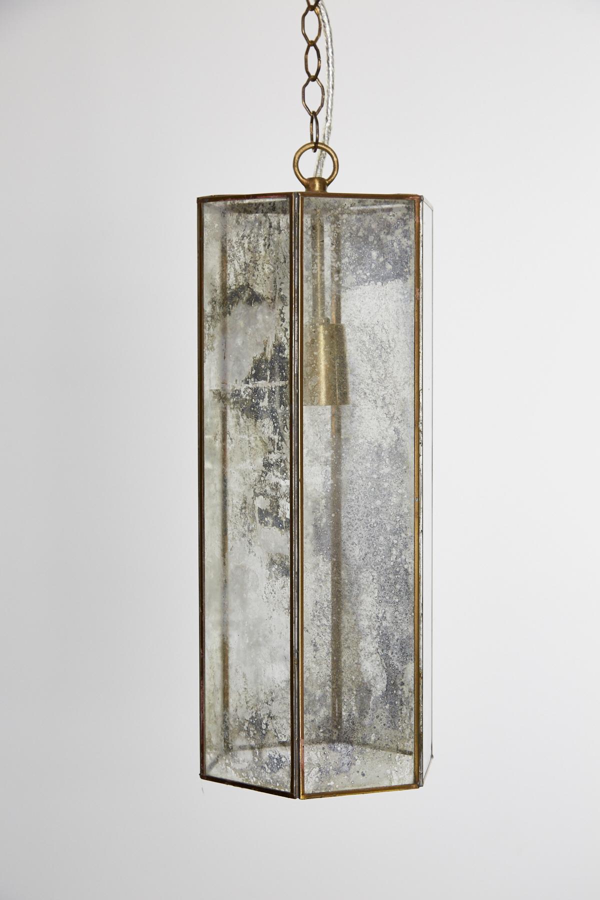 Contemporary Brass and Mercury Style Glass Pendant Lamp For Sale 4