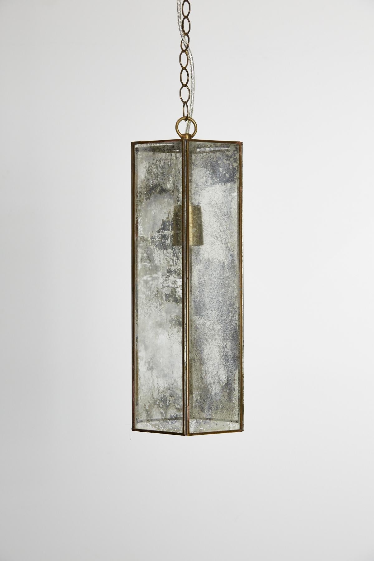 Contemporary Brass and Mercury Style Glass Pendant Lamp For Sale 2
