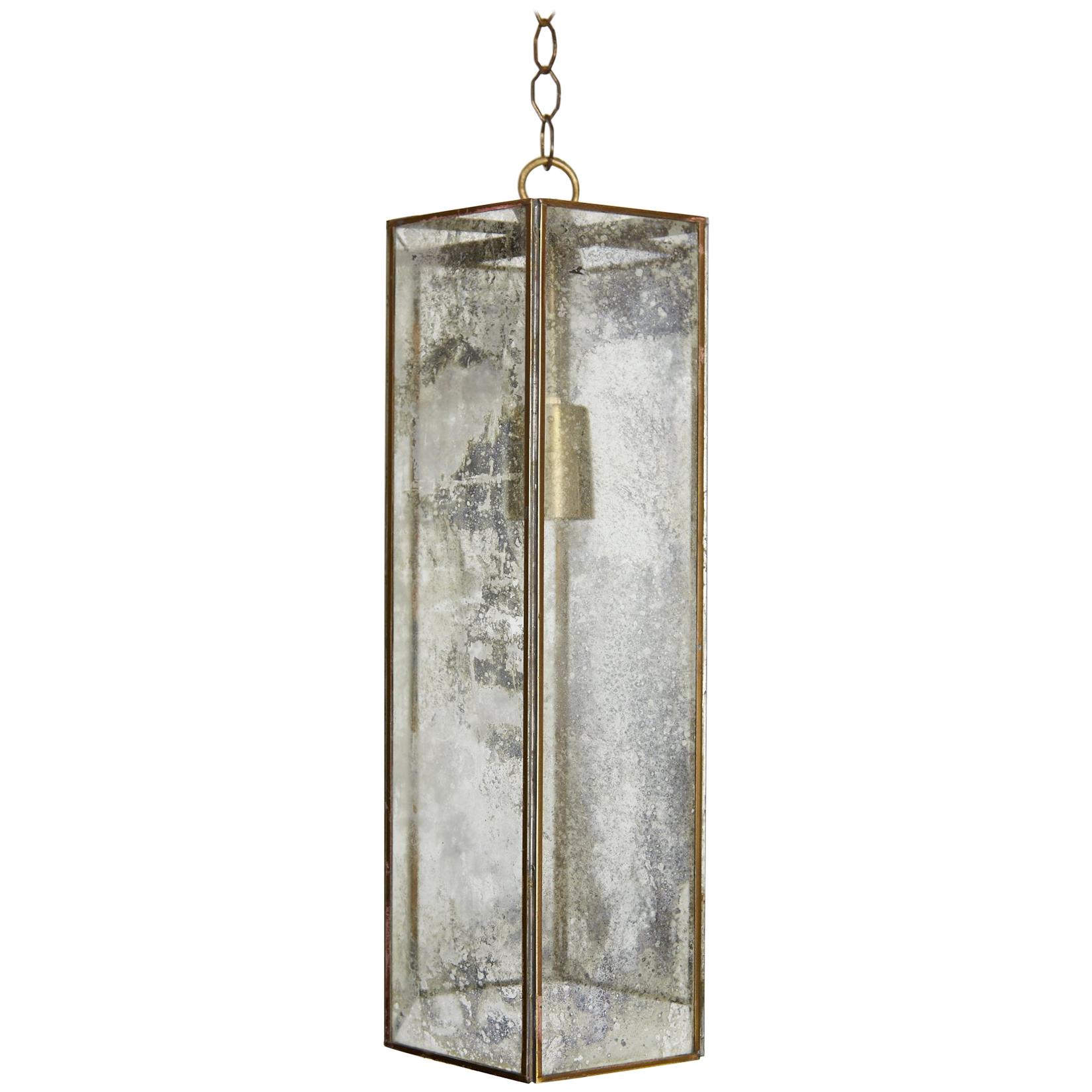Contemporary Brass and Mercury Style Glass Pendant Lamp For Sale