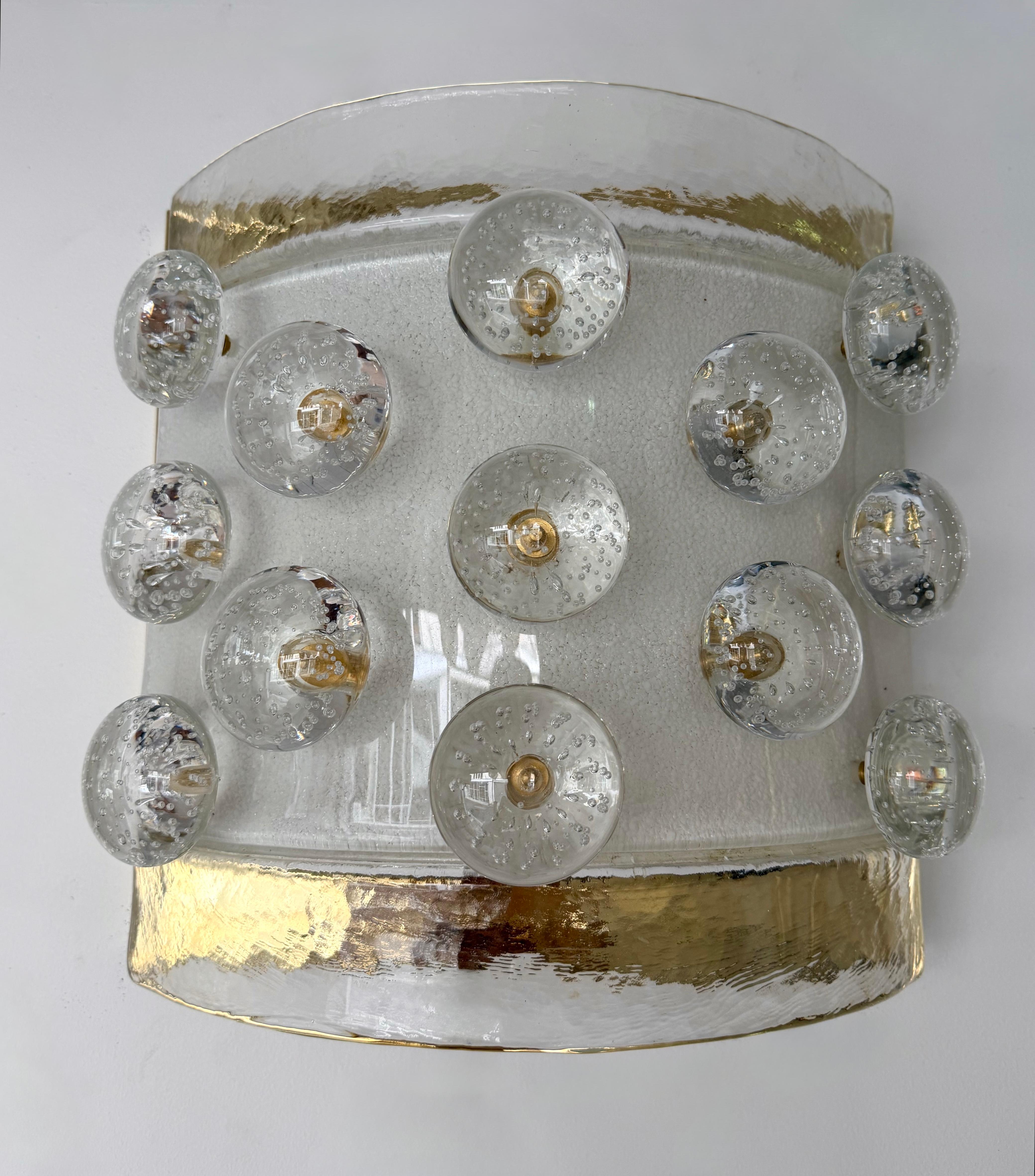 Lámpara contemporánea de latón y cristal de Murano Macarrones, Italia en Nuevo estado para la venta en SAINT-OUEN, FR