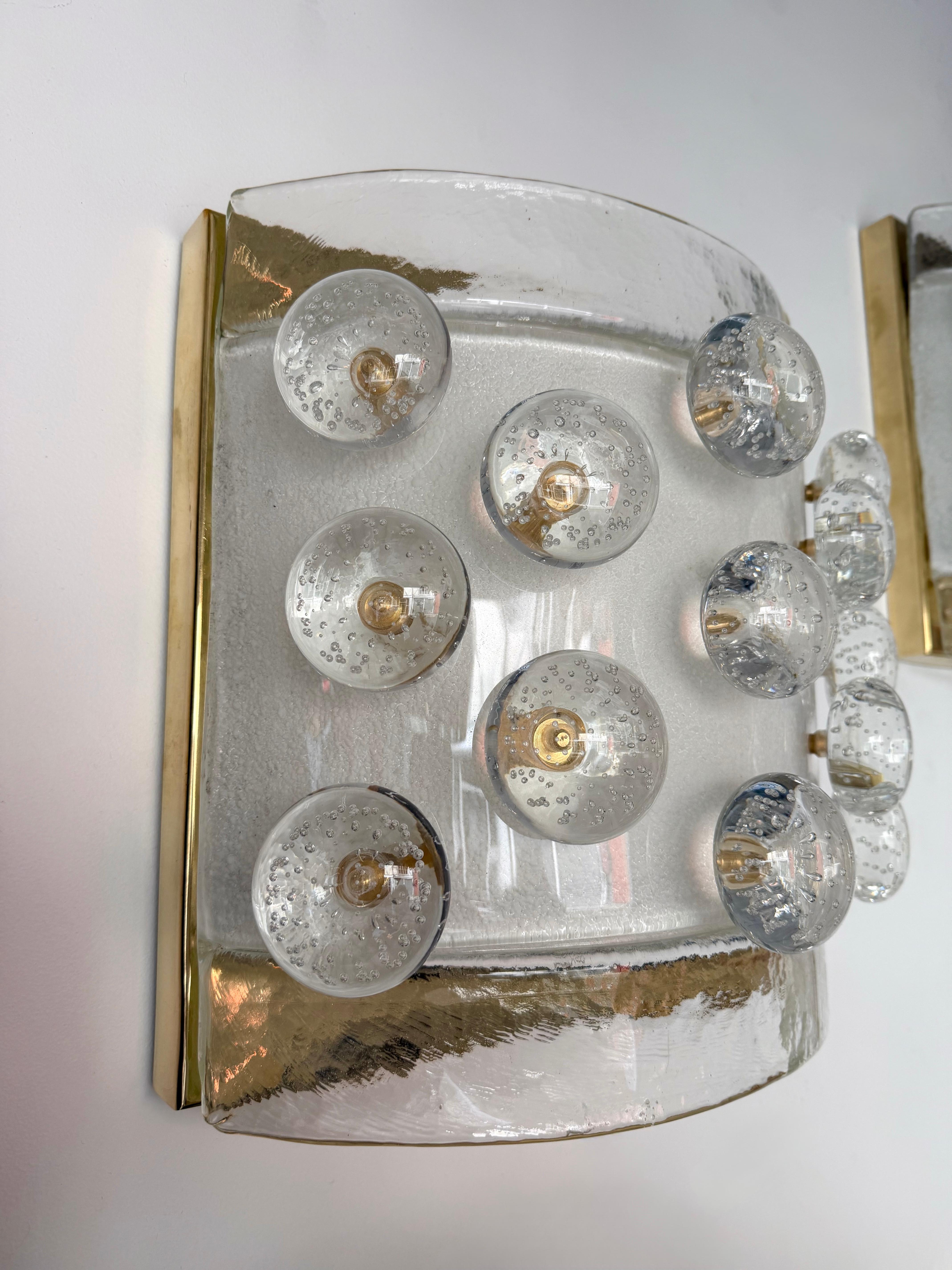 Lámpara contemporánea de latón y cristal de Murano Macarrones, Italia en venta 2