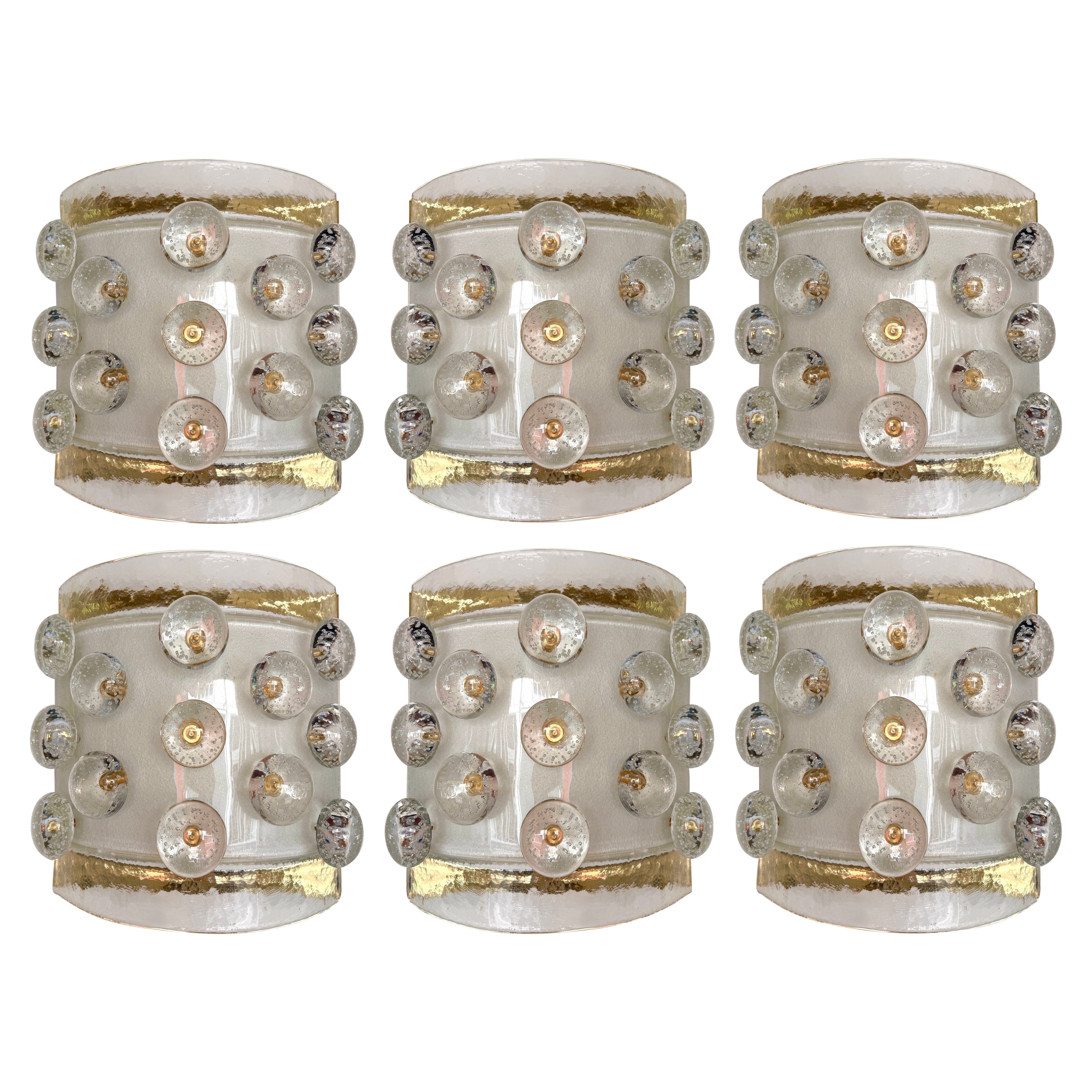 Lámpara contemporánea de latón y cristal de Murano Macarrones, Italia en venta