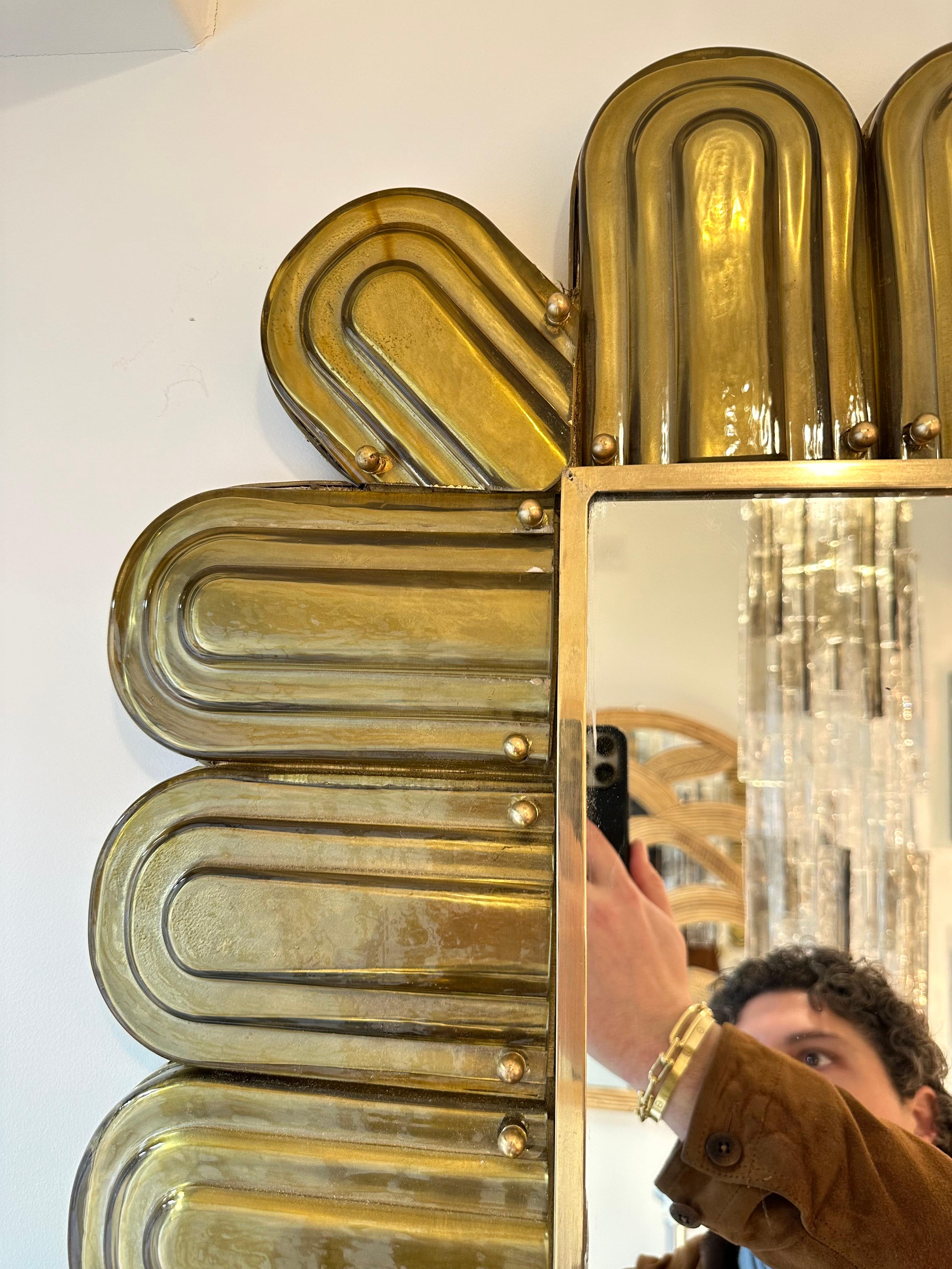 Miroir contemporain en laiton et verre de Murano, Italie Neuf - En vente à SAINT-OUEN, FR