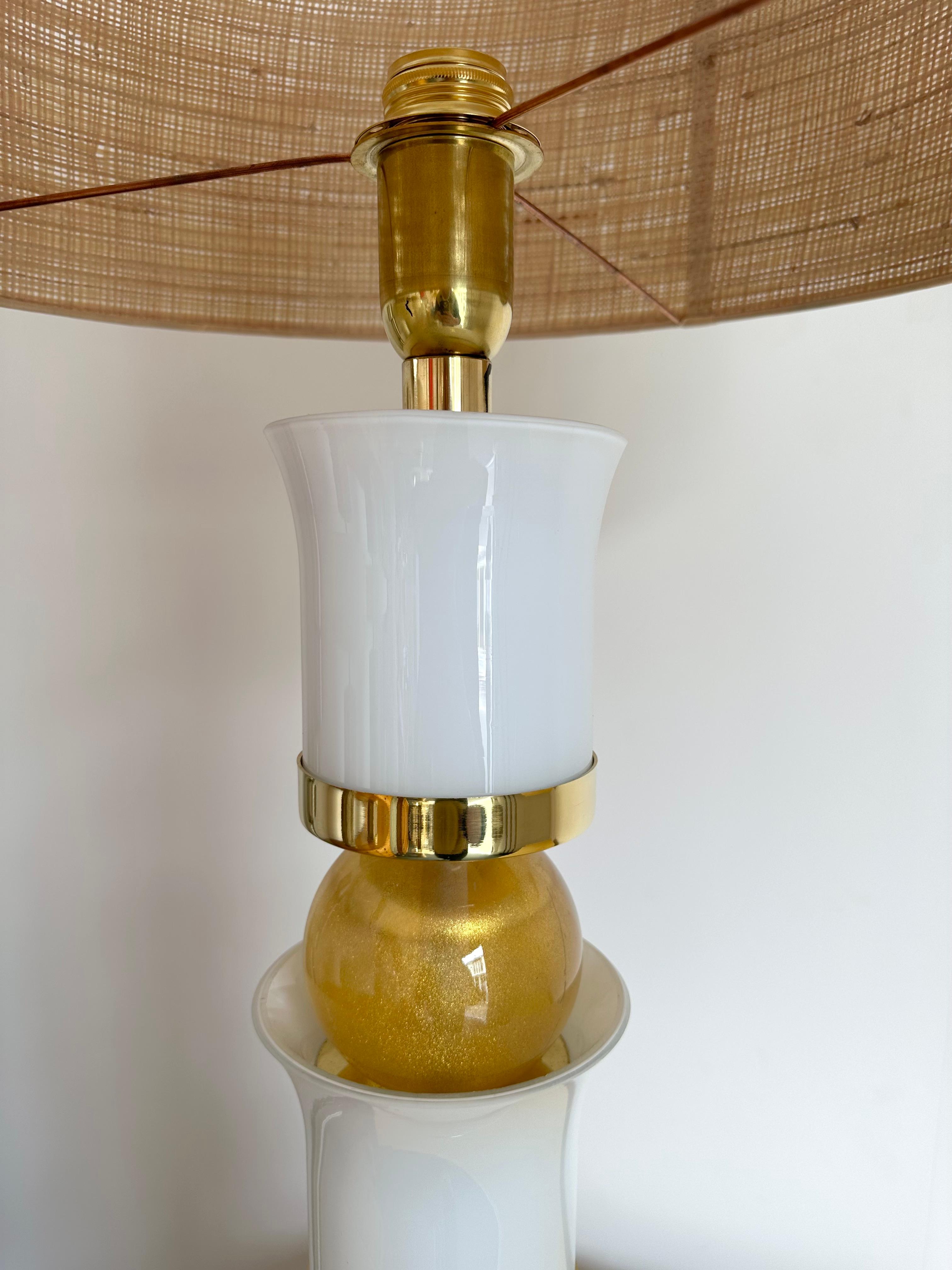 Italian Contemporary Brass and Murano Glass Palm Lamp, Italy For Sale