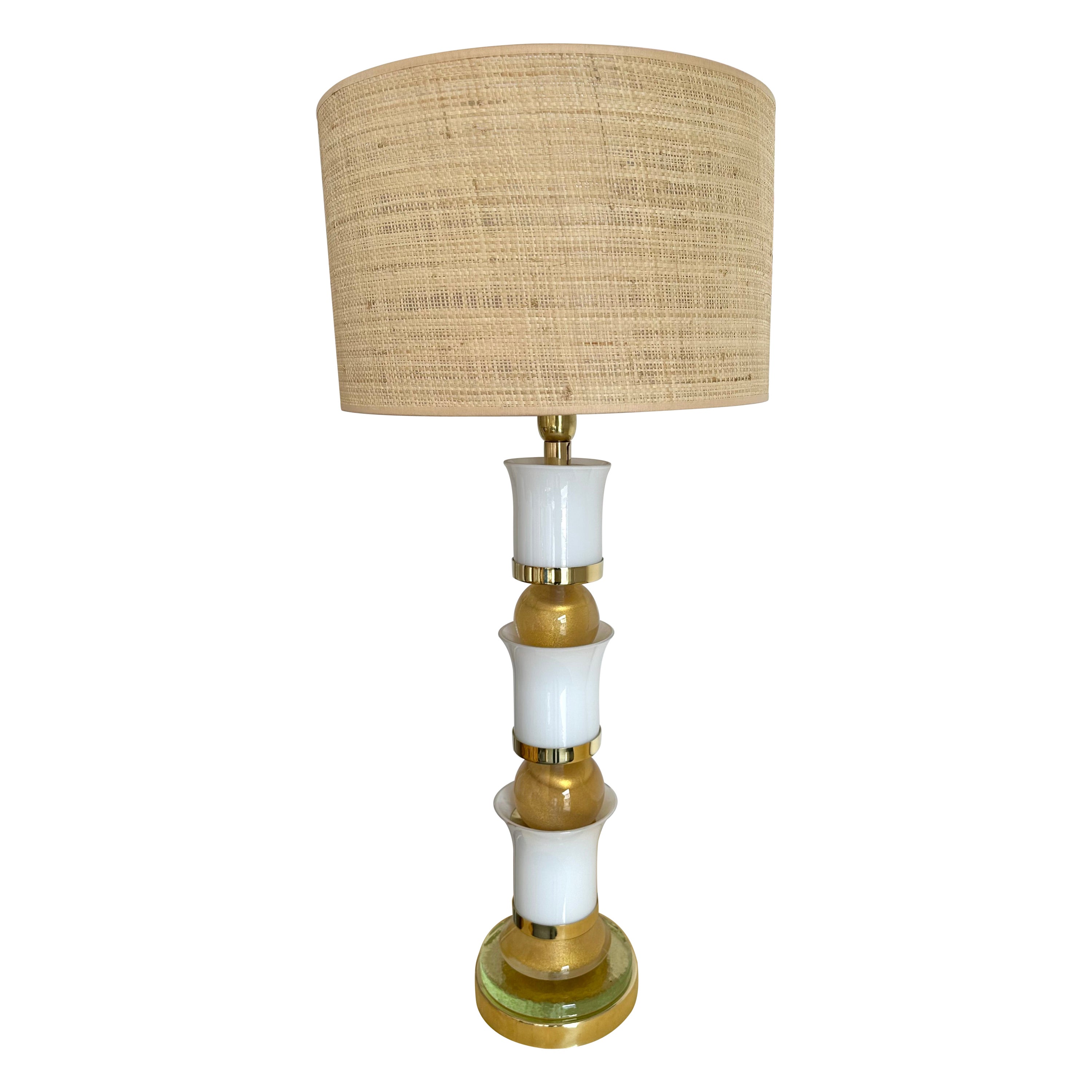 Lampada a palma contemporanea in ottone e vetro di Murano, Italia