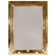 Contemporary Brass and Murano Glass Wall Mirror