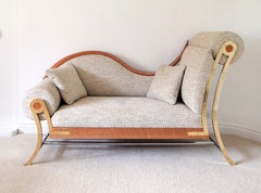Contemporary Brass and Upholstered Luxury Chaise Lounge