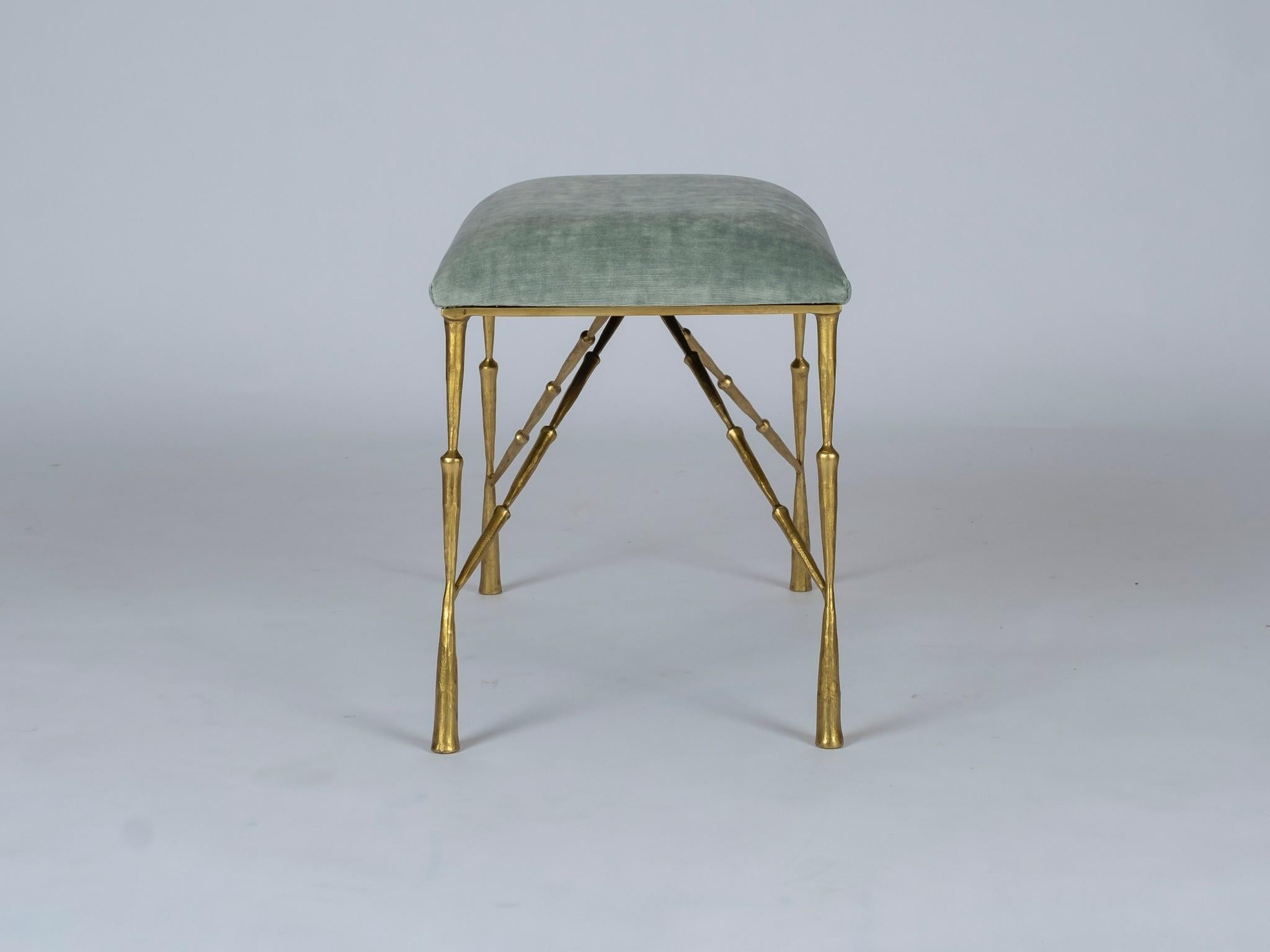 Modern Contemporary Brass Bamboo Bench