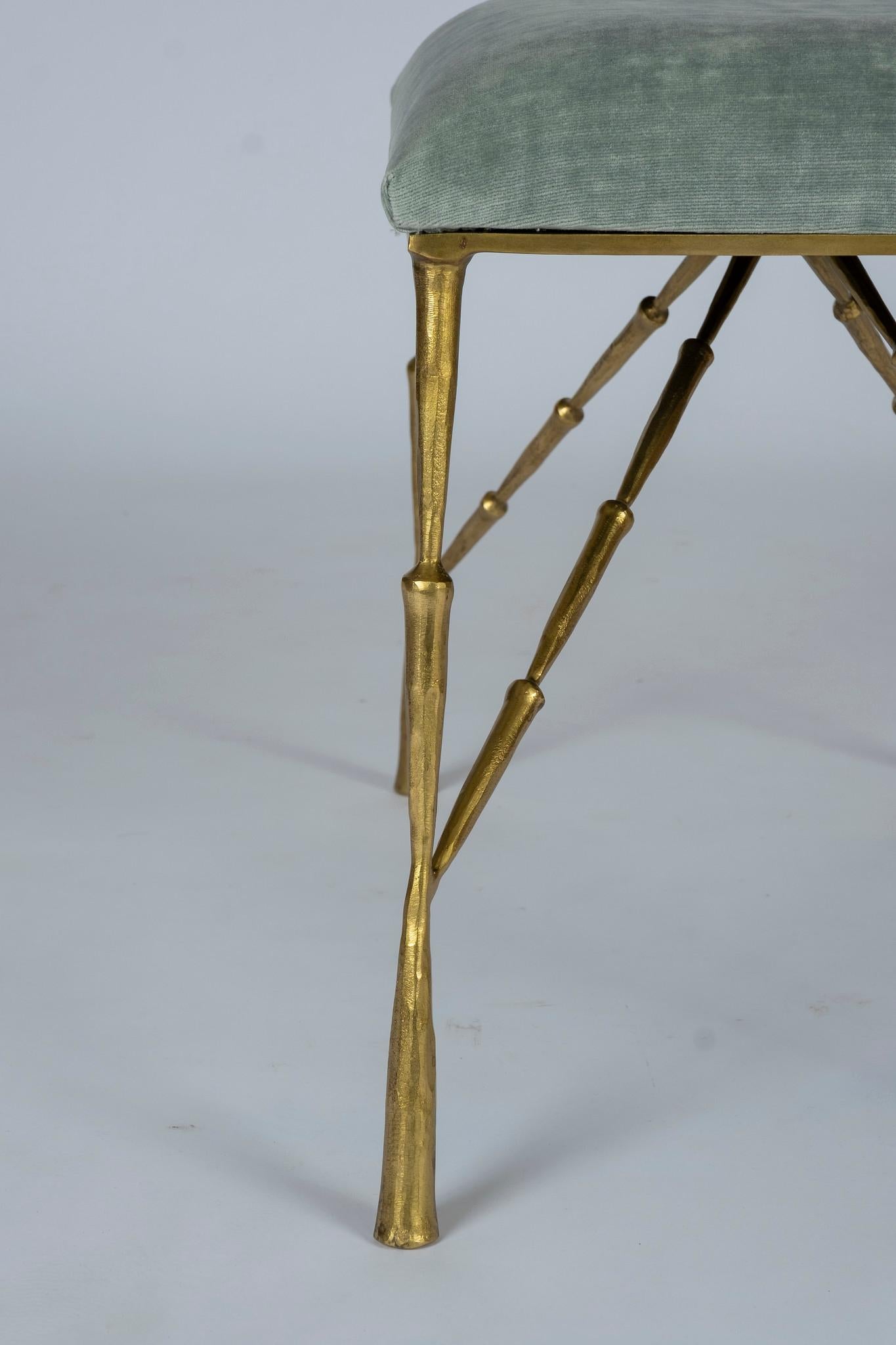 Contemporary Brass Bamboo Bench In New Condition In Houston, TX
