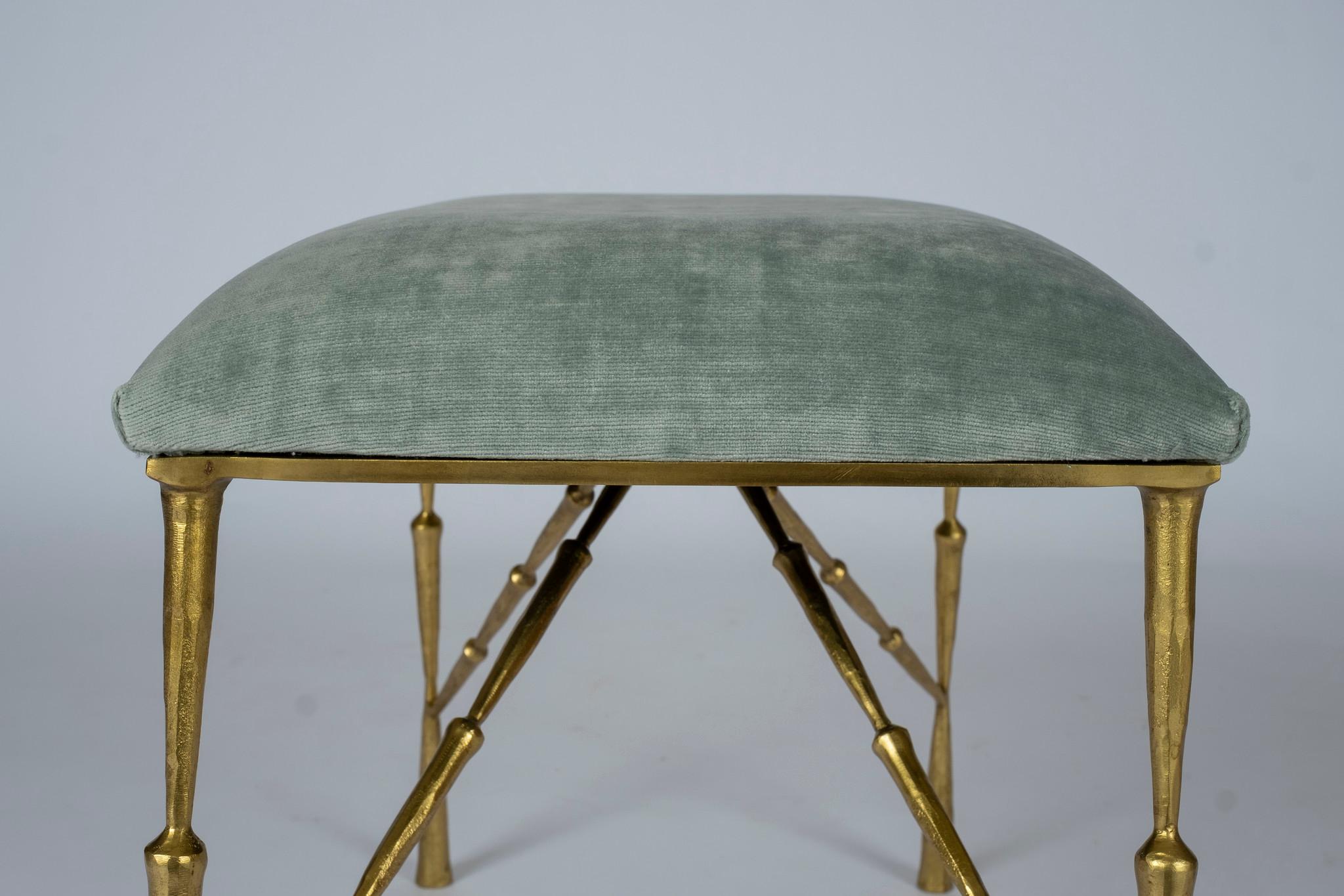 Contemporary Brass Bamboo Bench 1