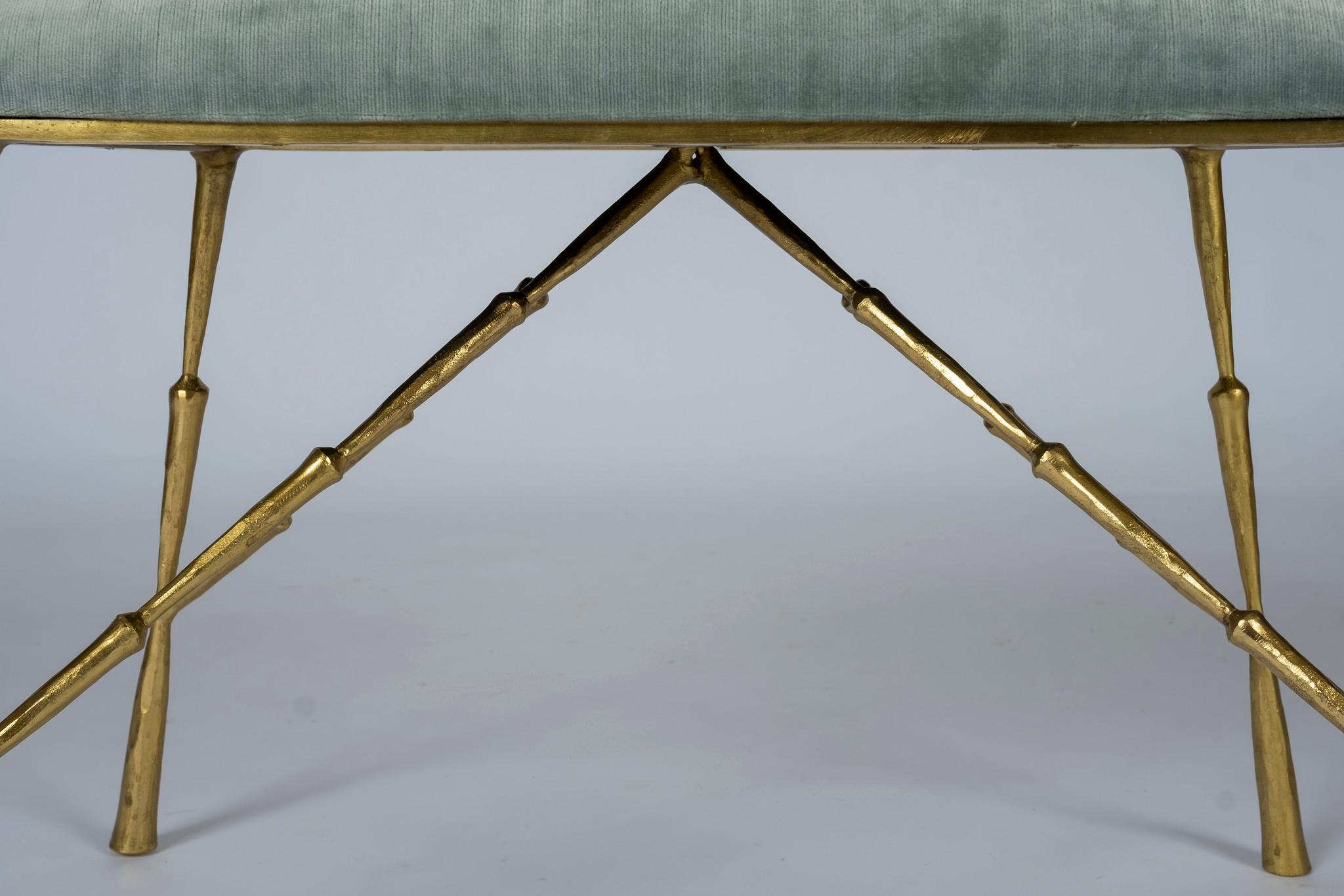Contemporary Brass Bamboo Bench 2