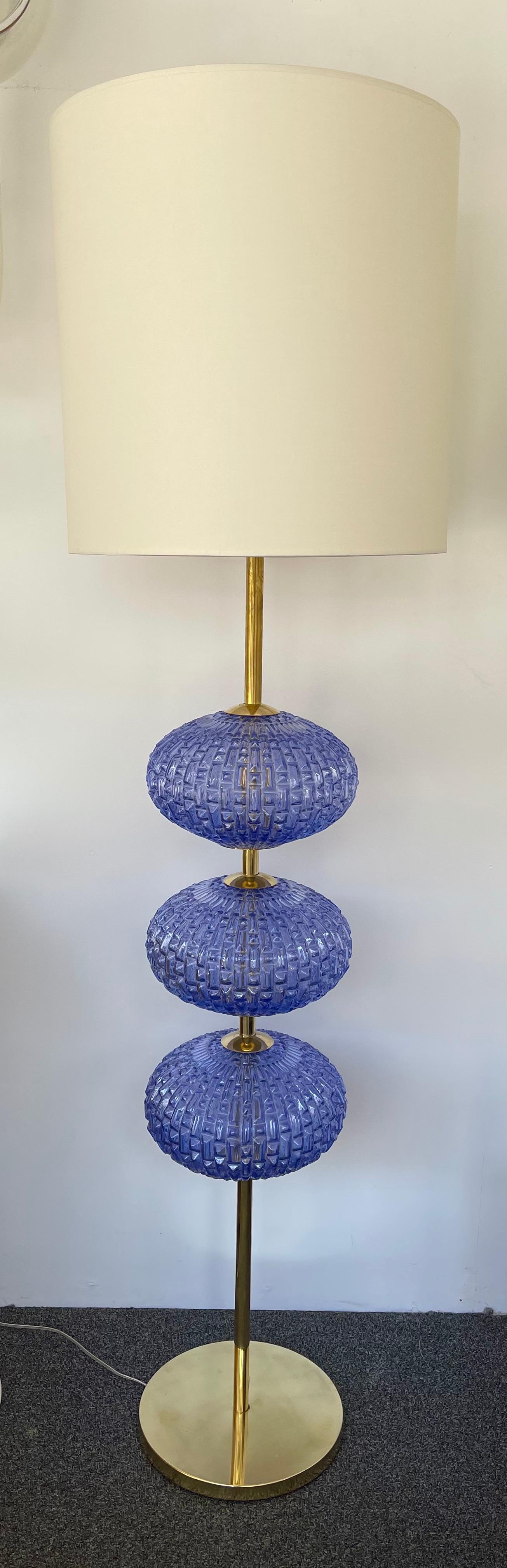 blue glass floor lamp