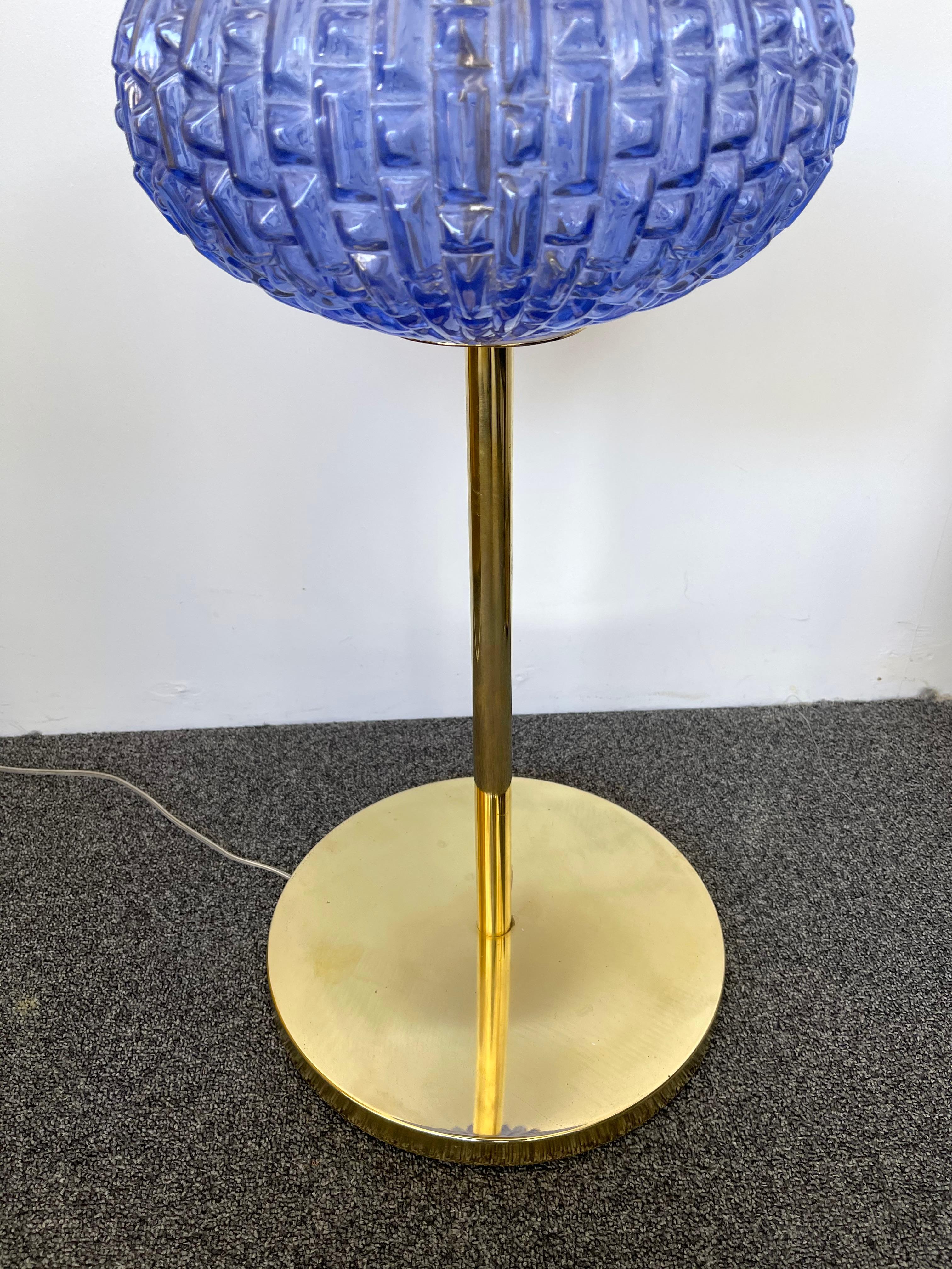 Contemporary Brass Blue Bulbs Murano Glass Floor Lamp, Italy In New Condition For Sale In SAINT-OUEN, FR