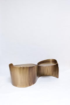 Contemporary Brass Calle Bench with organic shape