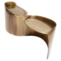 Contemporary Brass Calle Bench with organic shape