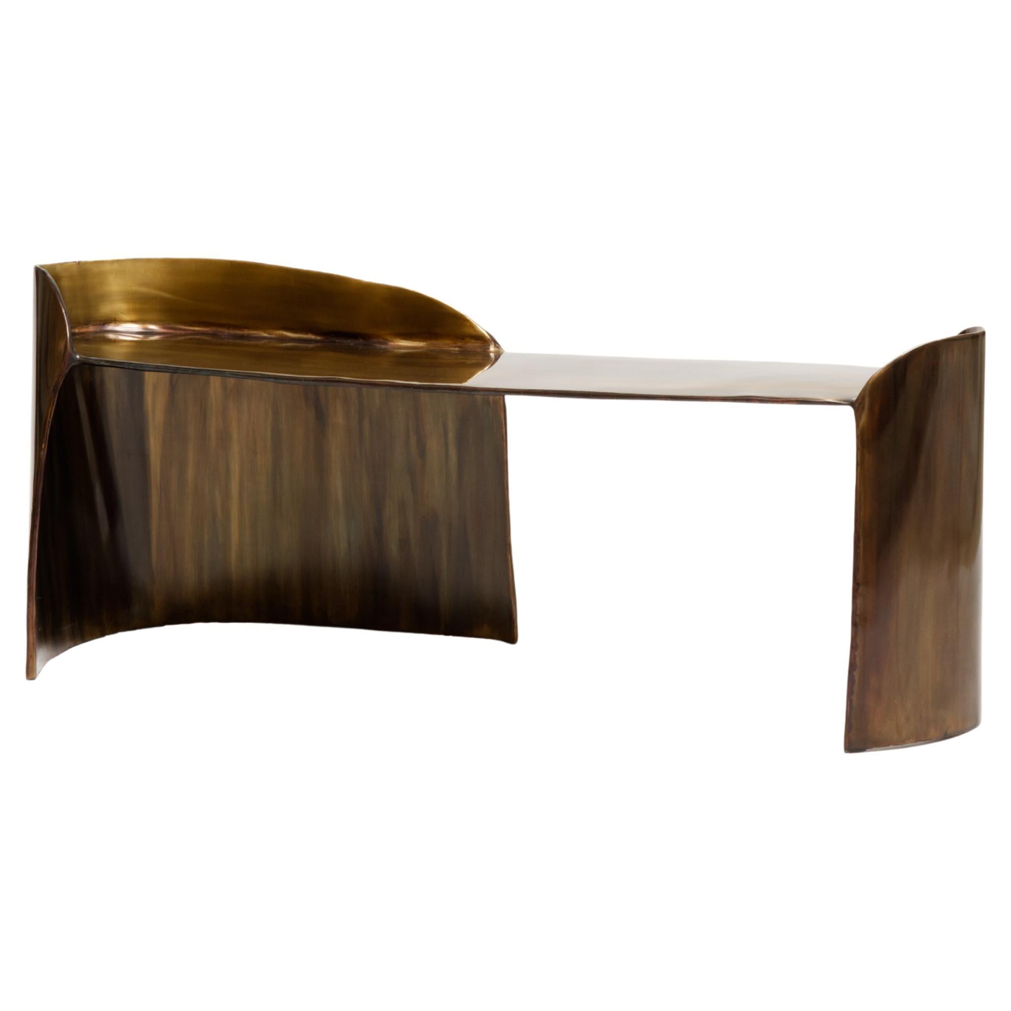 Contemporary Brass Calle Bench with organic shape