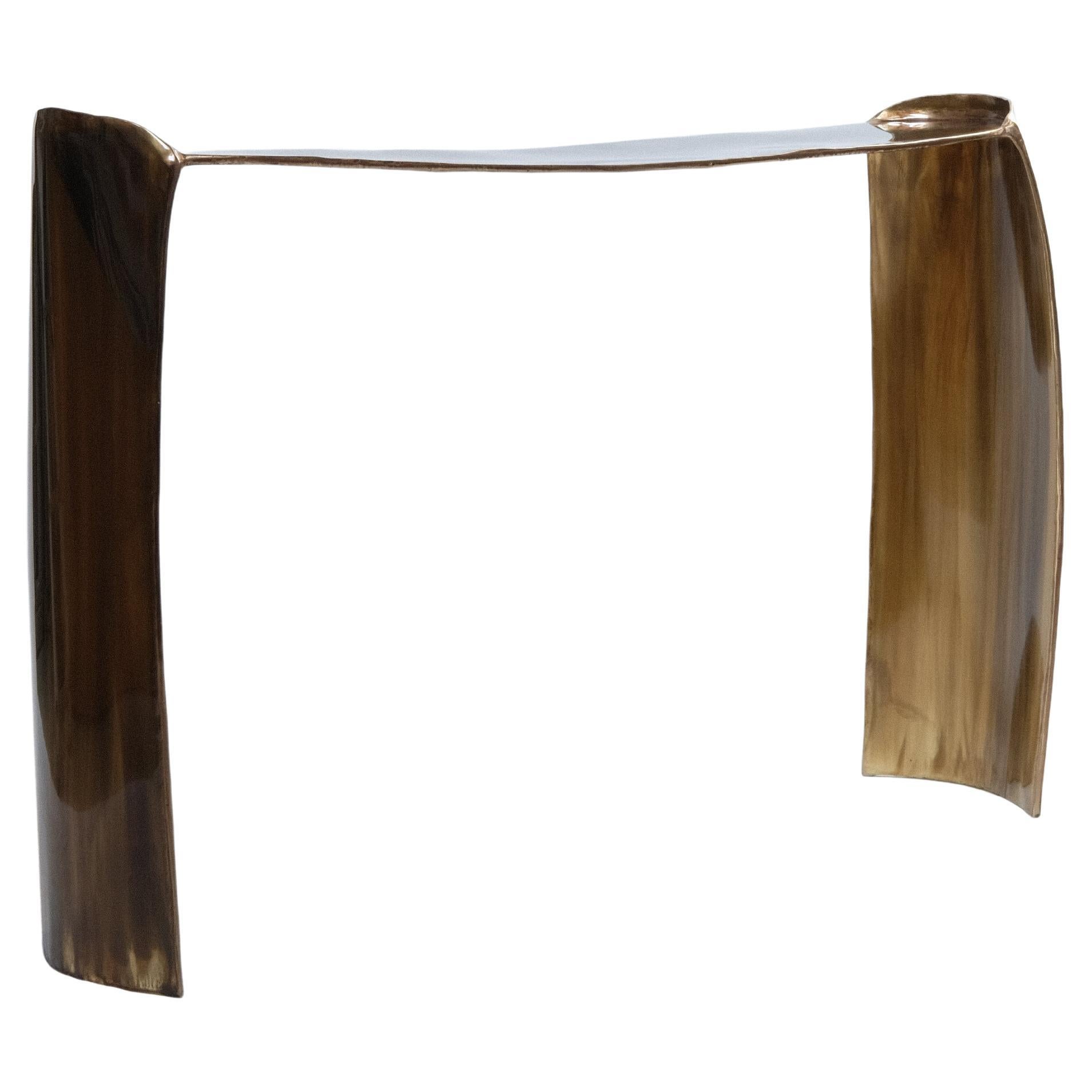 Contemporary Brass Calle Console with organic shape