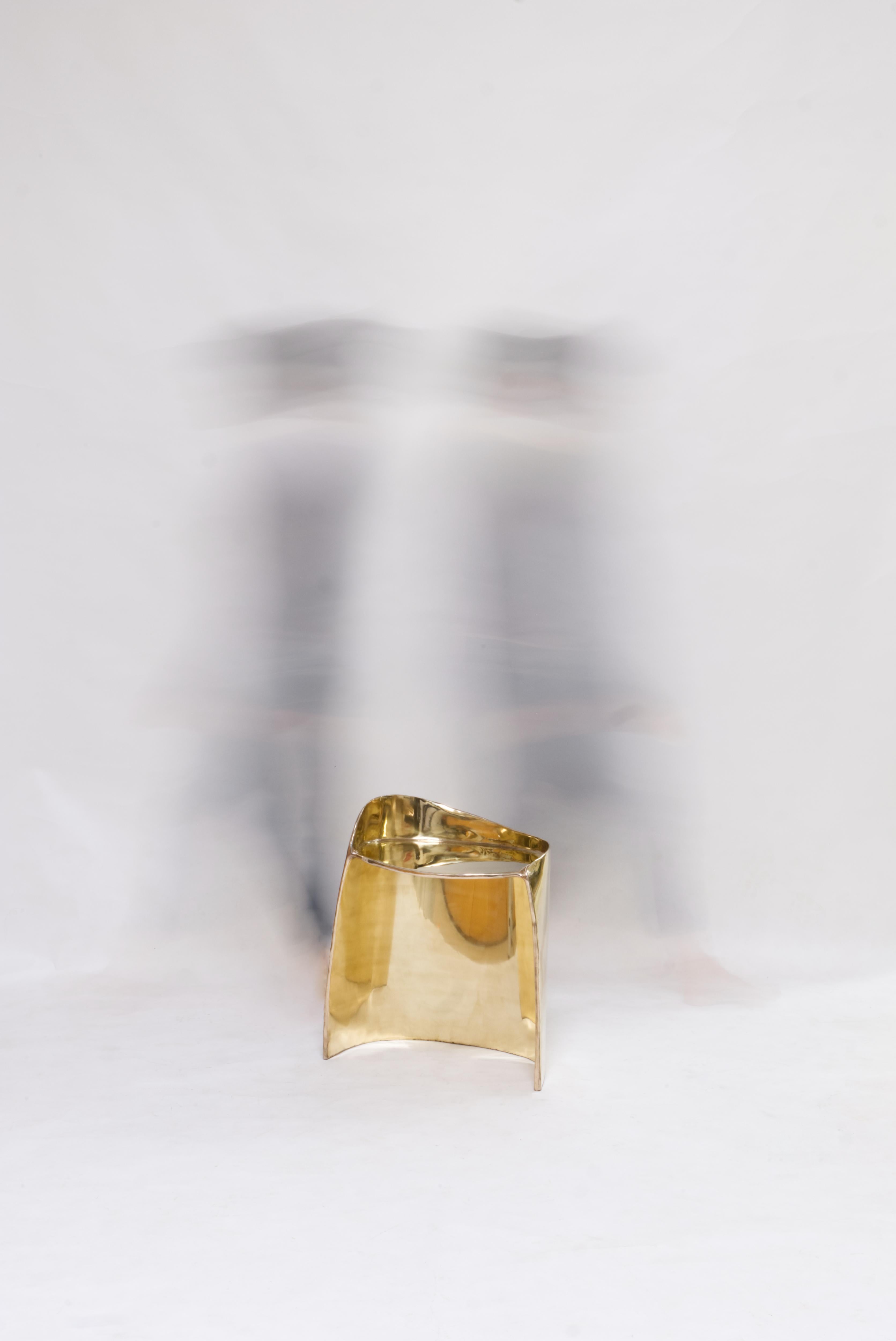 Dutch Contemporary brass Calle stool with organic shape For Sale