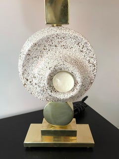 Contemporary Brass Ceramic Murano Glass Eye Sculpture Lamp, Italy