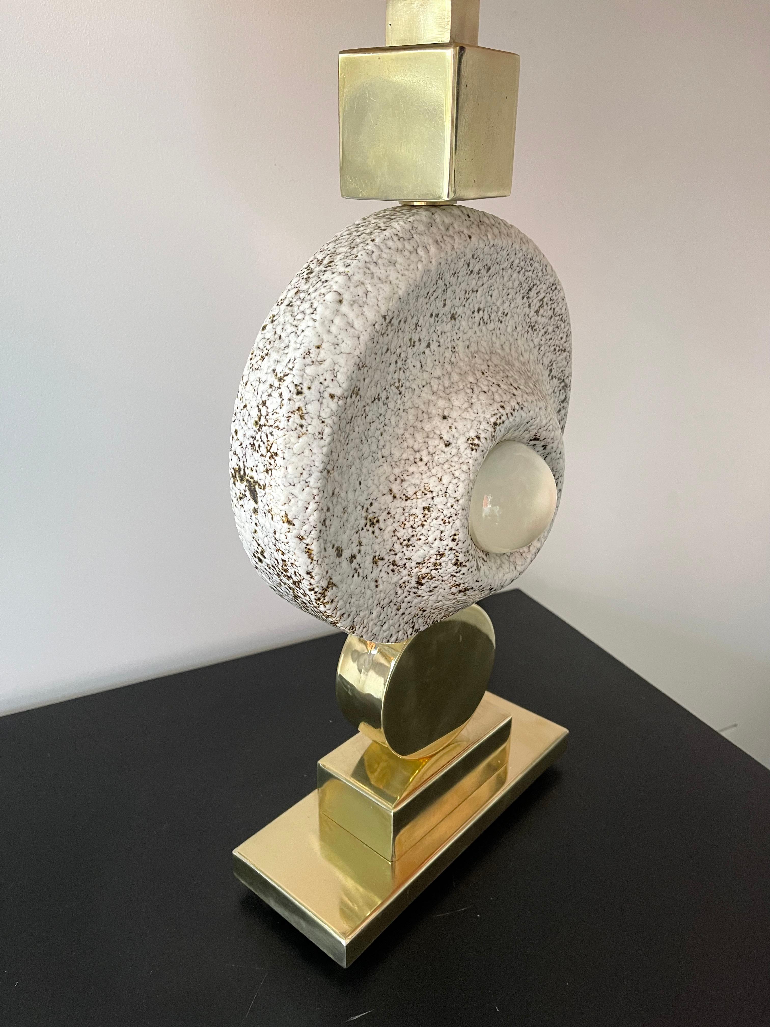 Contemporary Brass Ceramic Murano Glass Eye Sculpture Lampe, Italien (Italienisch) im Angebot