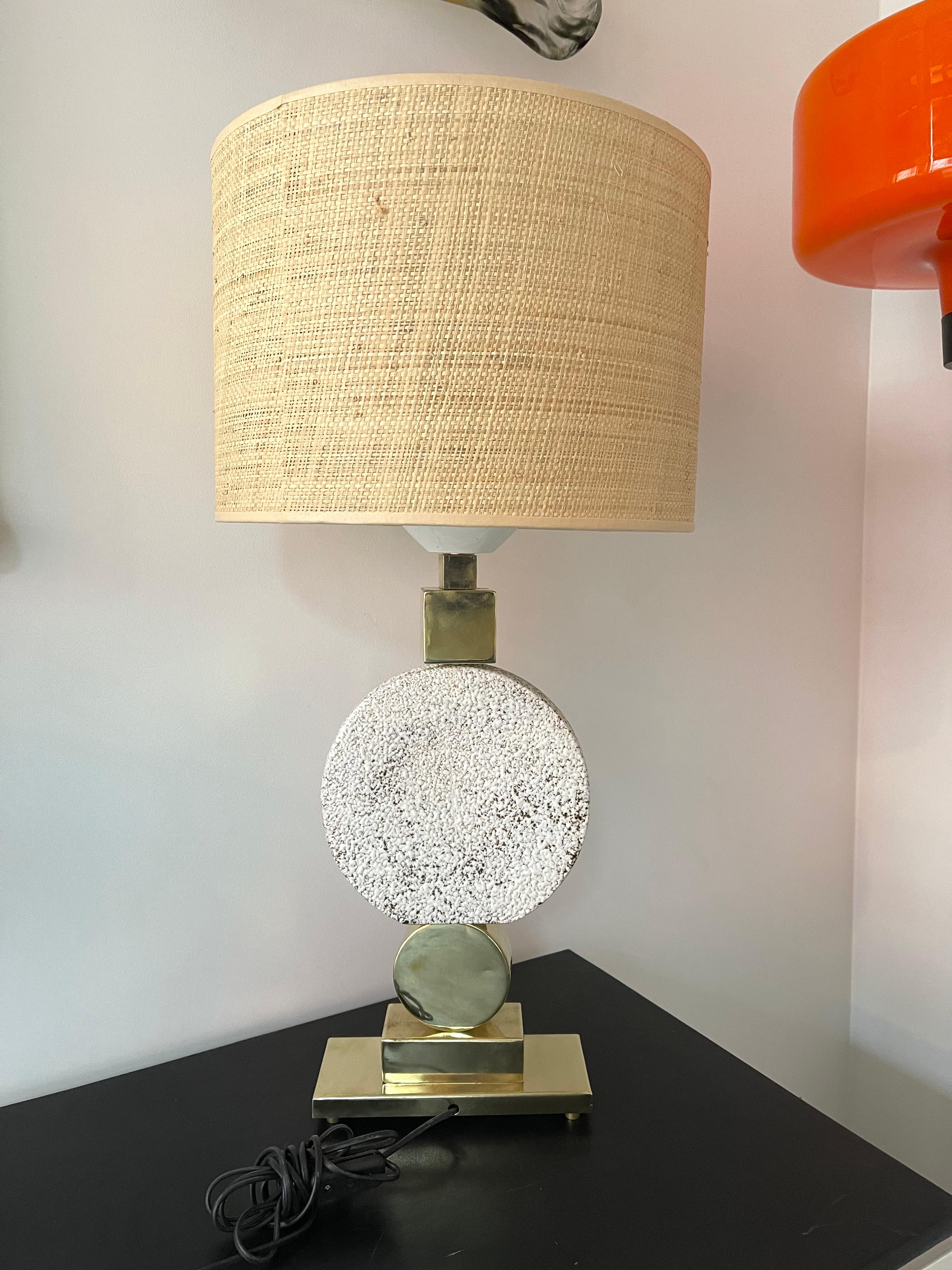 Contemporary Brass Ceramic Murano Glass Eye Sculpture Lamp, Italy In New Condition For Sale In SAINT-OUEN, FR
