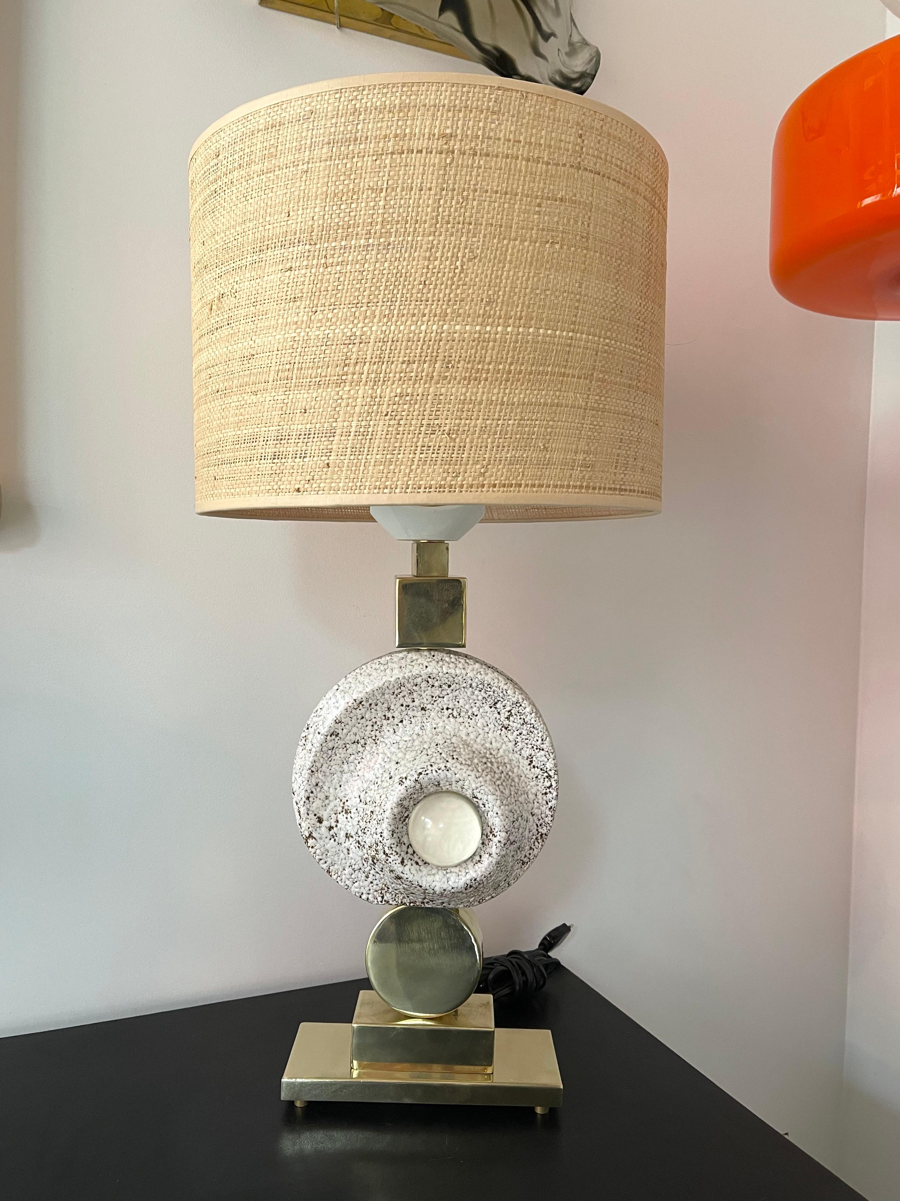 Contemporary Brass Ceramic Murano Glass Eye Sculpture Lampe, Italien im Angebot 1