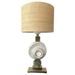 Contemporary Brass Ceramic Murano Glass Eye Sculpture Lamp, Italy