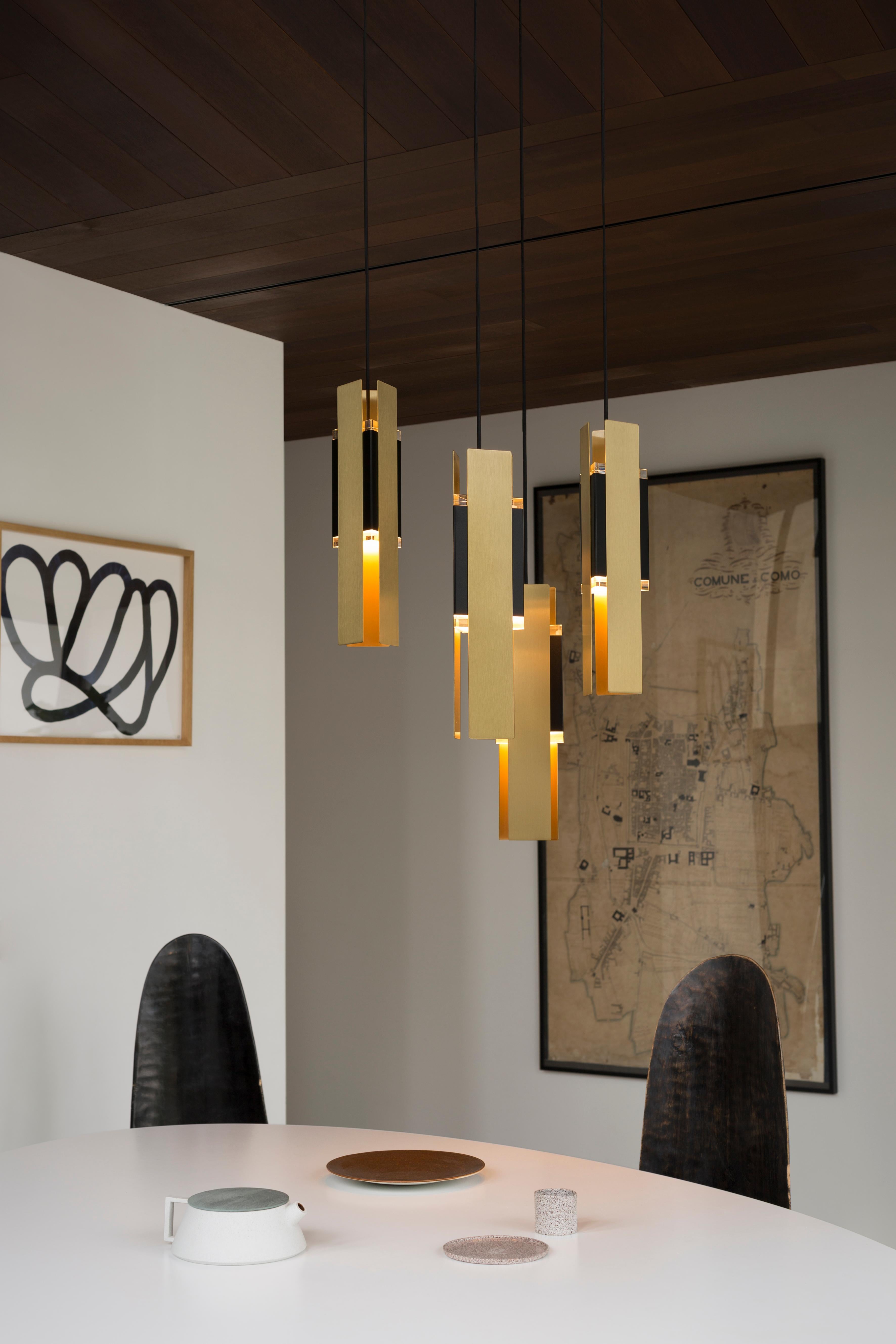Art Deco Contemporary Brass Chandelier 'Excalibur' by Tooy, 12 Pendants For Sale
