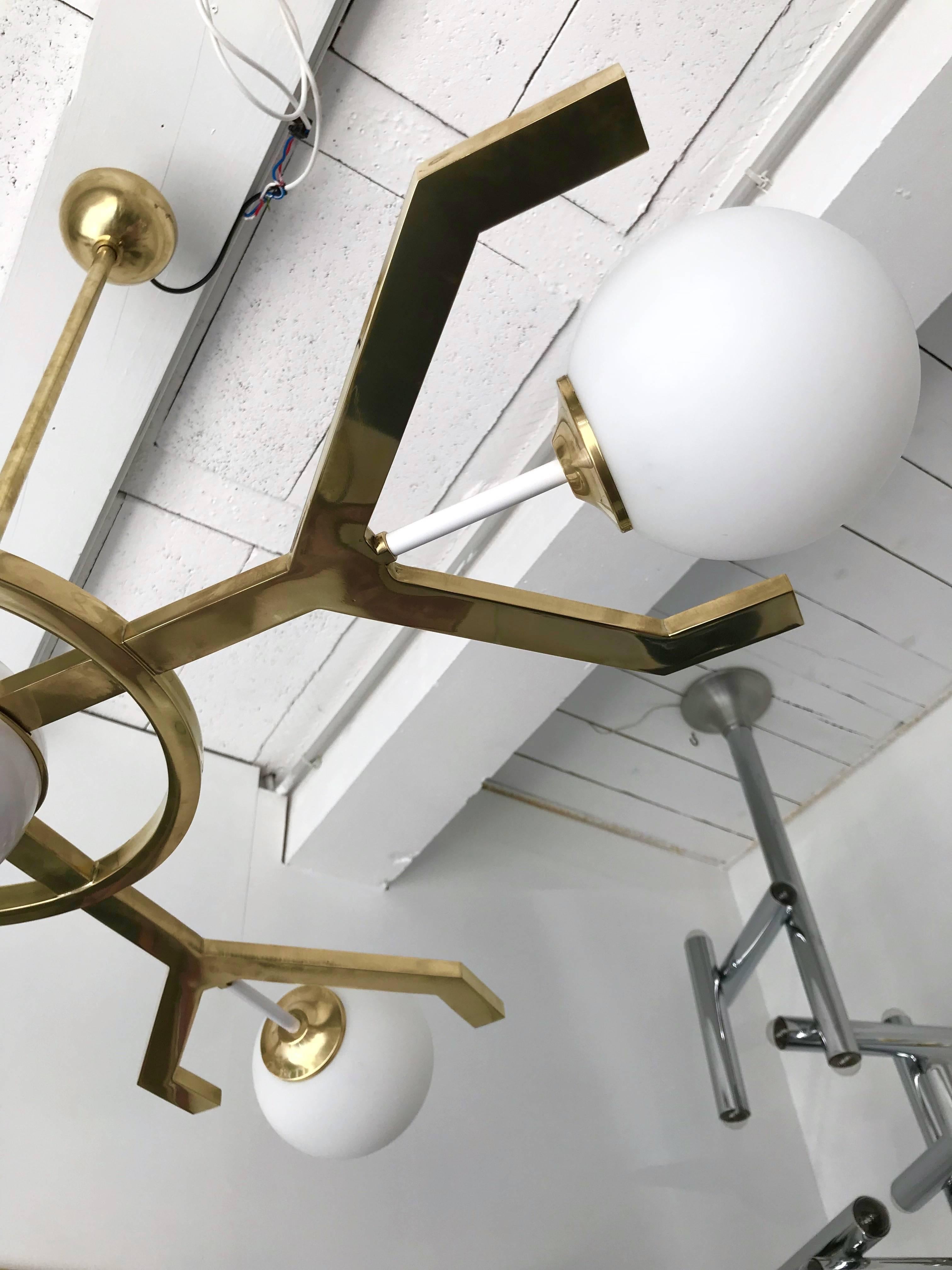 Space Age Contemporary Brass Chandelier Y