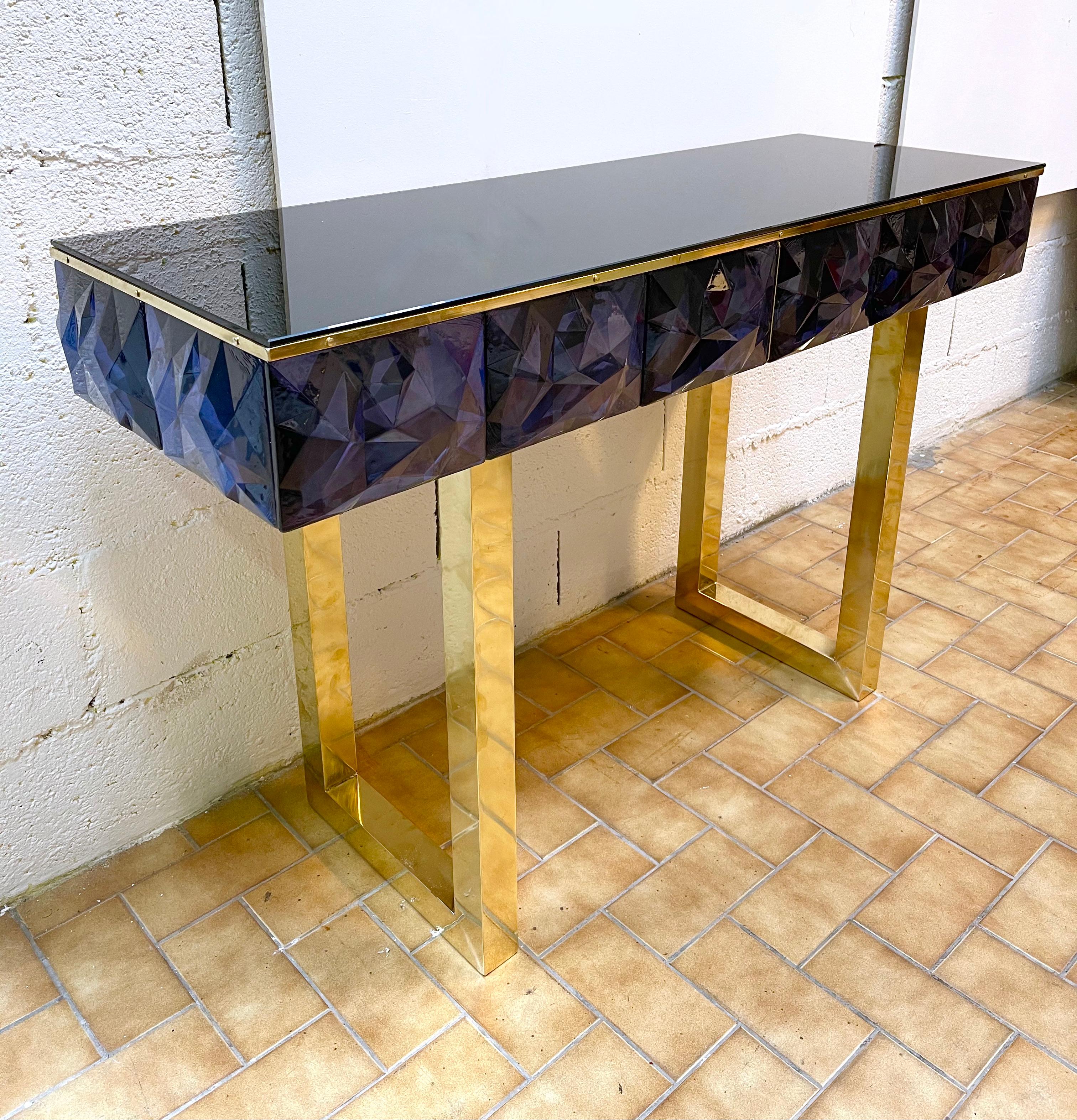 Contemporary Brass Console Murano Glass, Italy In New Condition In SAINT-OUEN, FR