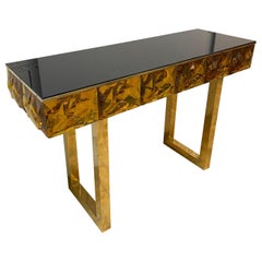 Contemporary Brass Console Murano Glass, Italy
