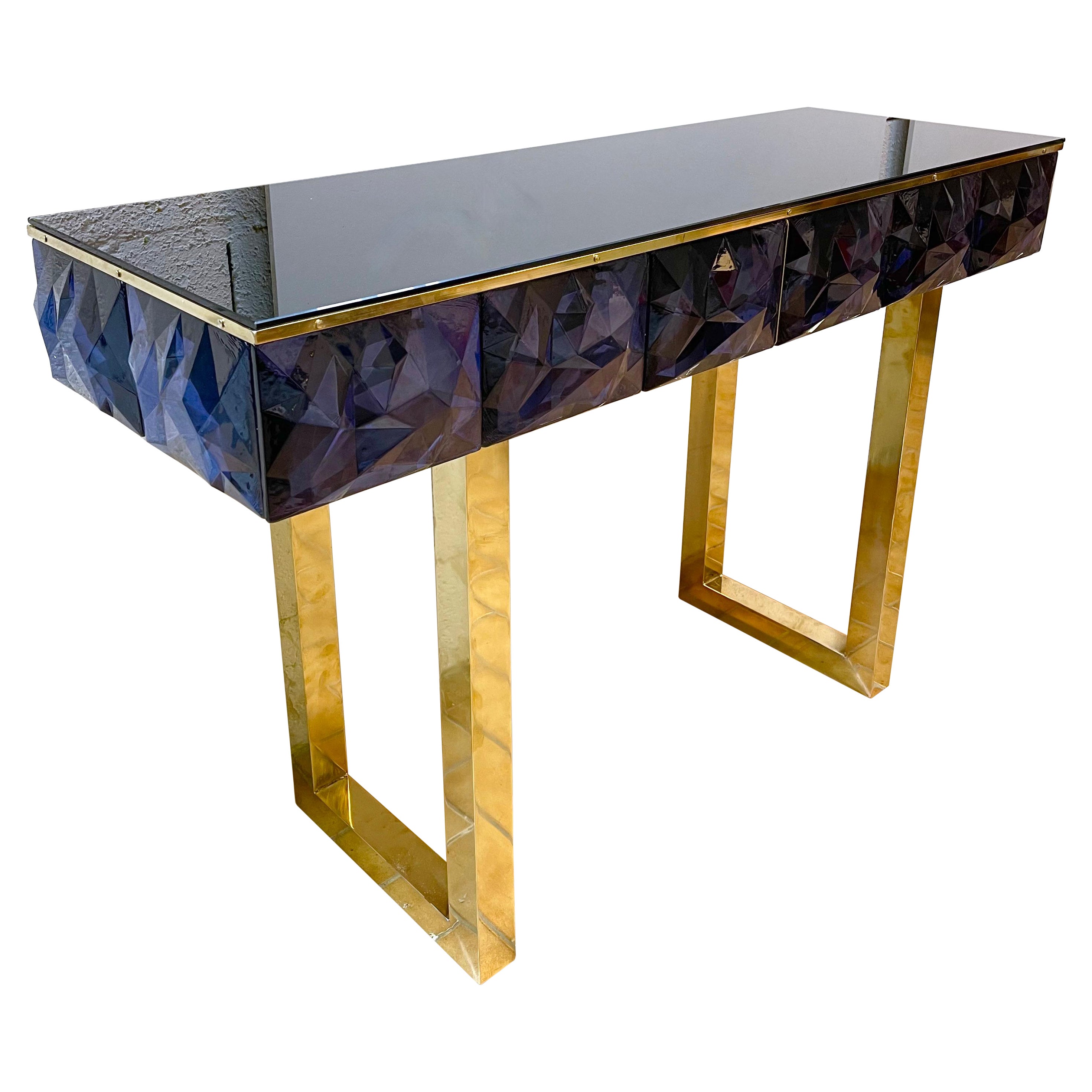Contemporary Brass Console Murano Glass, Italy