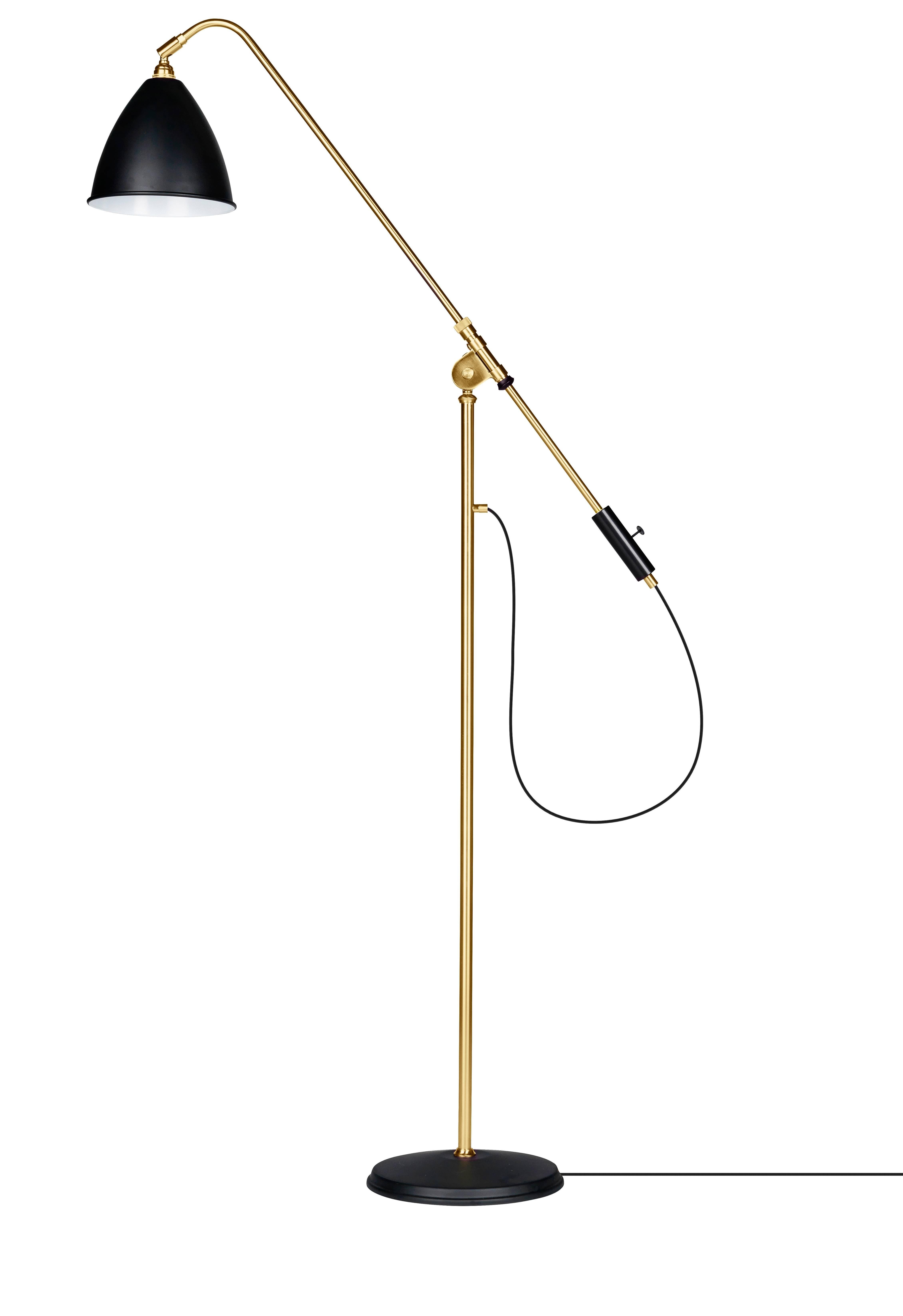 Contemporary brass floor lamp, Bauhaus style

Dimensions: 120 x 105 x 15 cm
Material: Brass
Robert Dudley best
Produced by Gubi in Denmark

The multi-light pendant embraces the golden era of Danish design with its characteristic shape of two