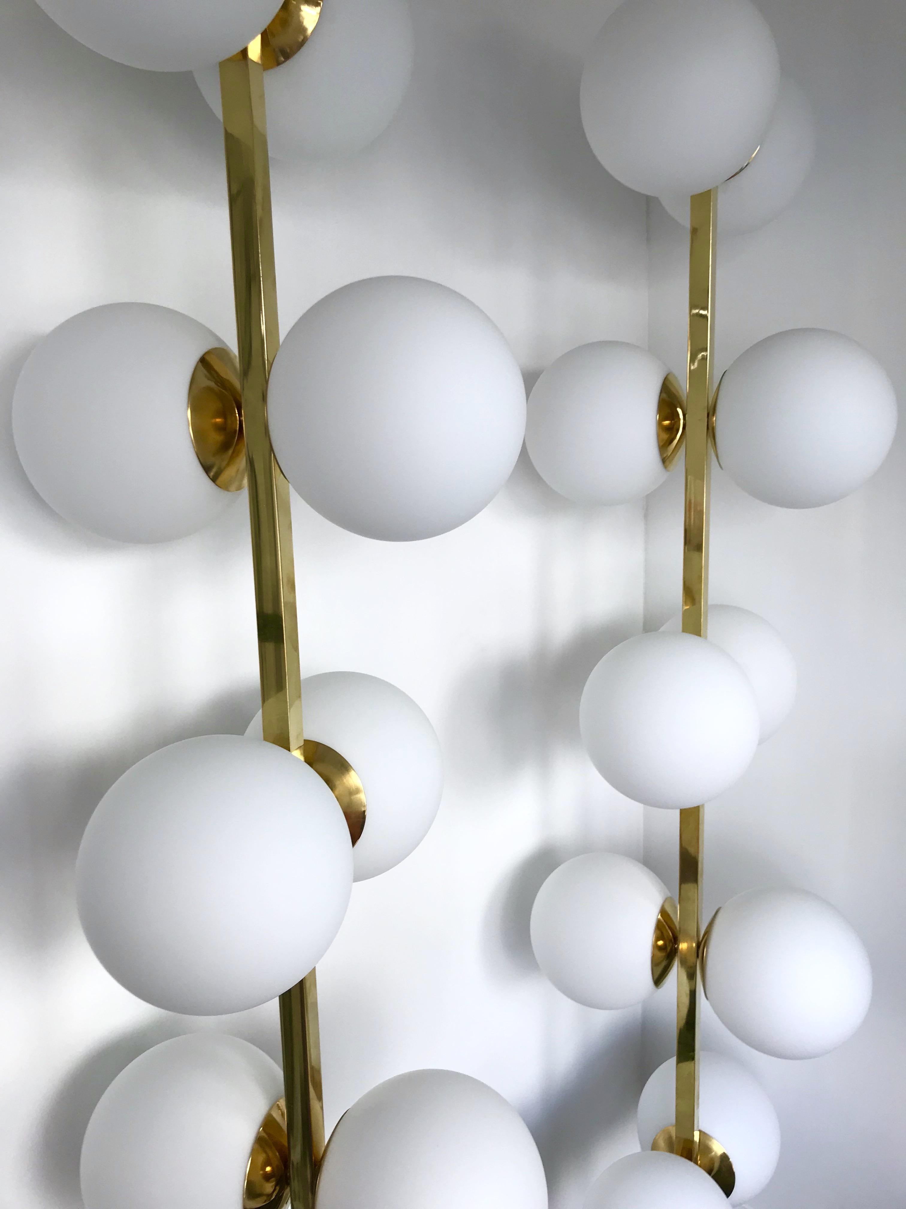 Italian Contemporary Brass Floor Lamps Opaline Ball, Italy