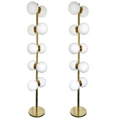 Contemporary Brass Floor Lamps Opaline Ball, Italy