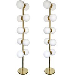 Contemporary Brass Floor Lamps Opaline Ball, Italy