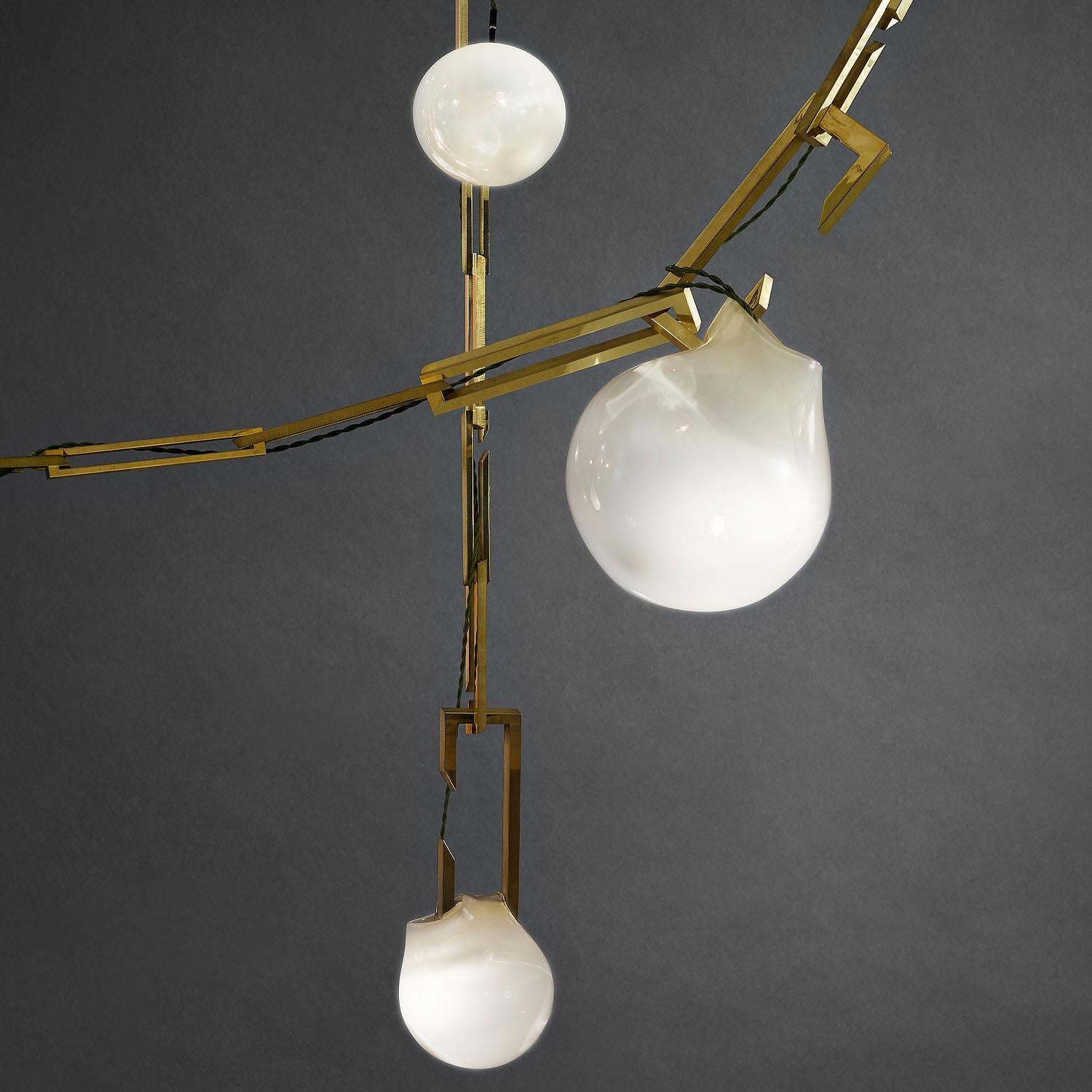 Modern Contemporary Brass Light Pendant, Nephentes Cordon/Tendril by Christopher Boots For Sale